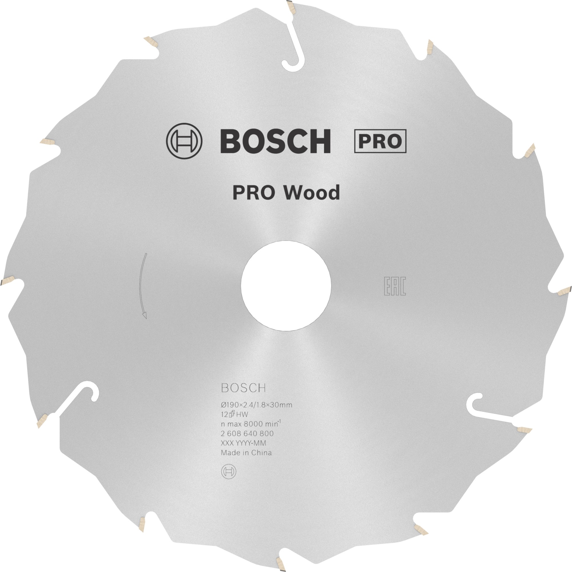 Hoja de sierra circular PRO Wood, 190 x 2,4 x 30 mm, T12