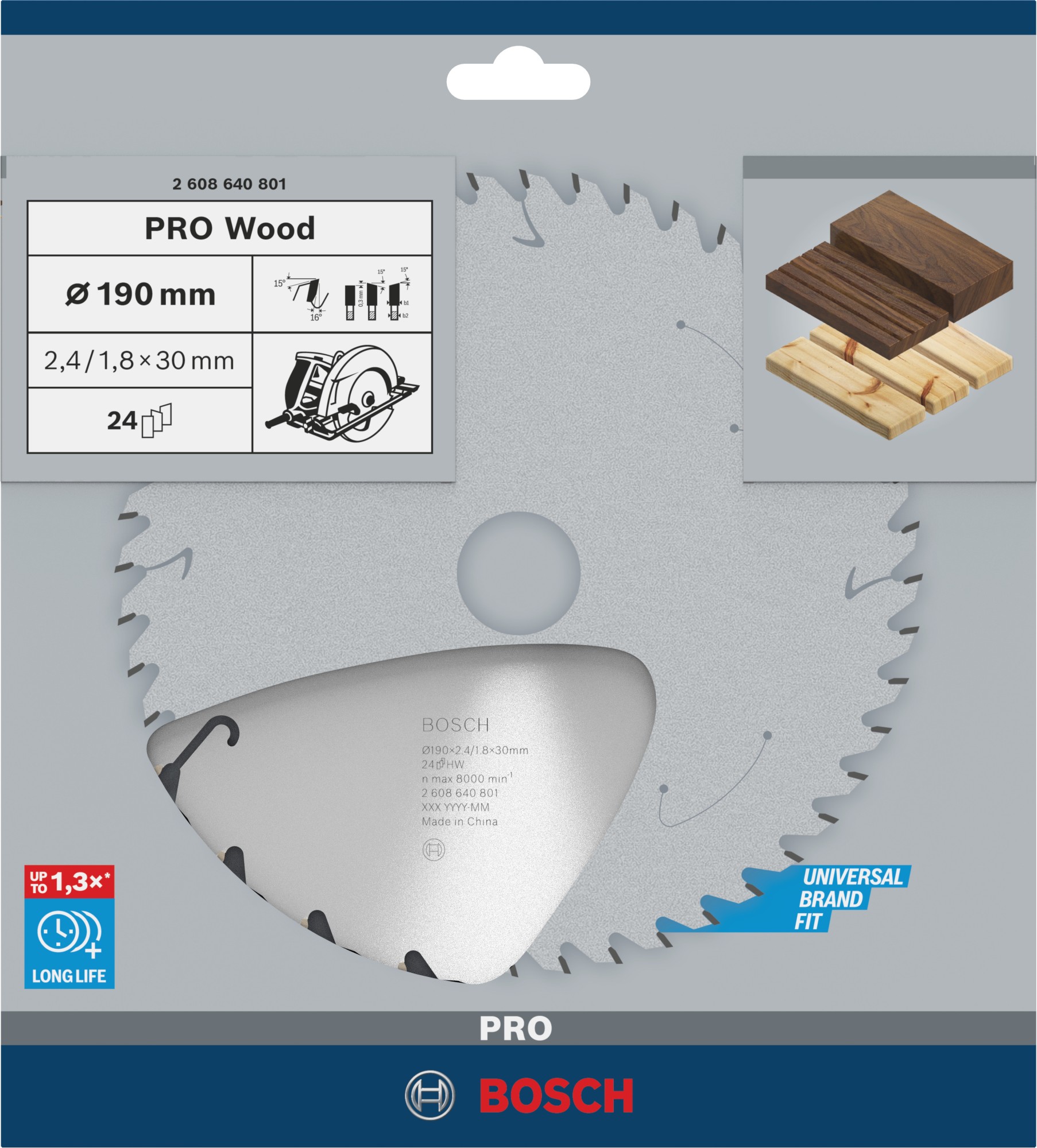 Hoja de sierra circular PRO Wood, 190 x 2,4 x 30 mm, T24