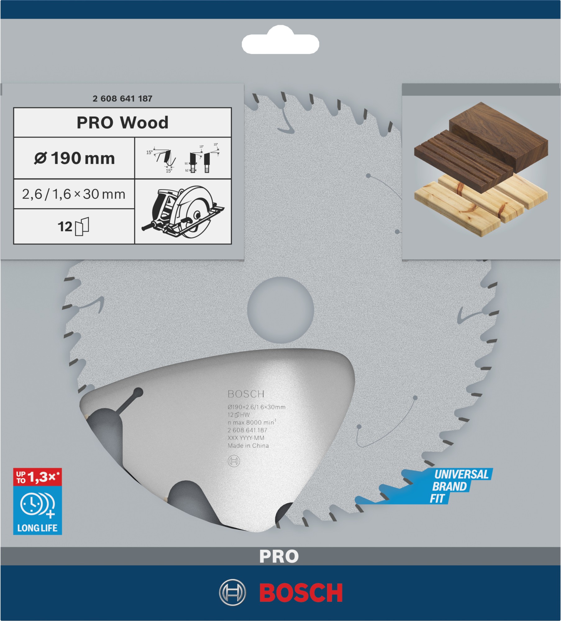 Hoja de sierra circular PRO Wood, 190 x 2,6 x 30 mm, T12