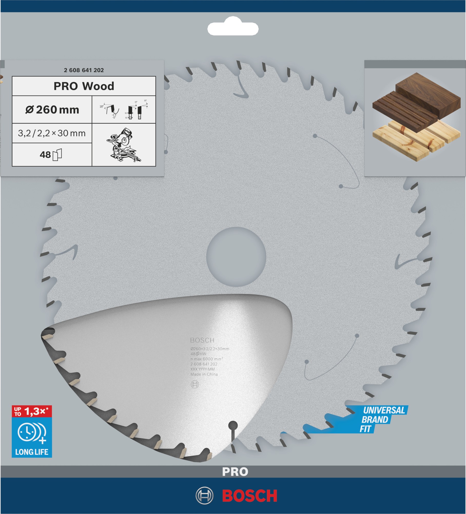 Hoja de sierra circular PRO Wood, 260 x 3,2 x 30 mm, T48