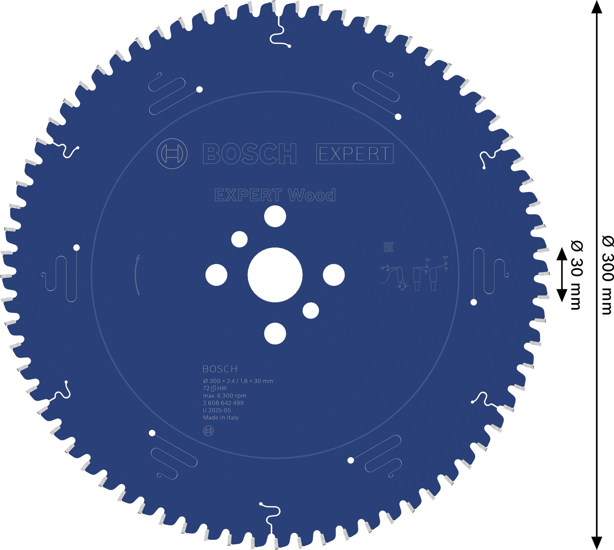 Hoja de sierra circular EXPERT Wood, 300 x 2,4/1,8 x 30 mm, T72