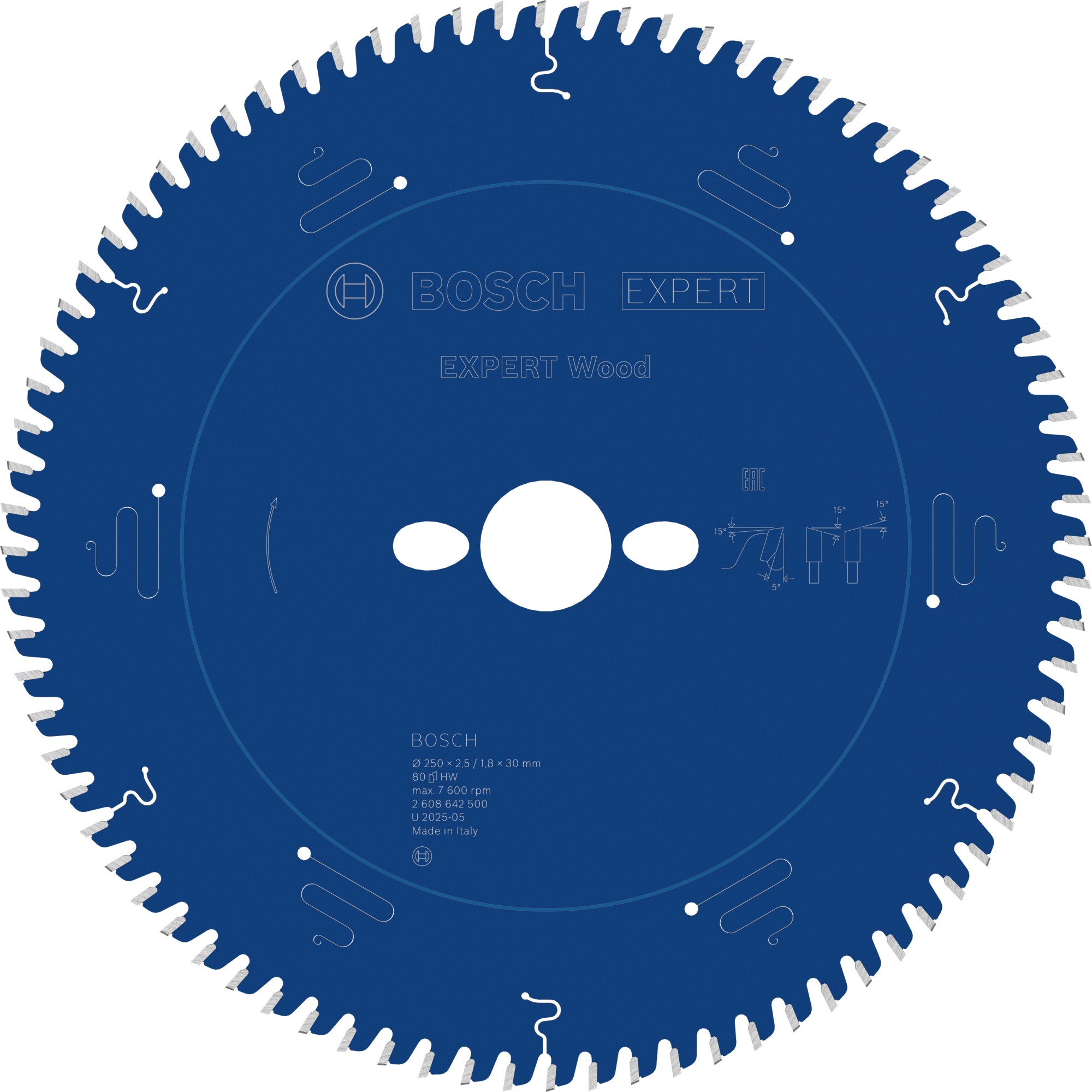 Hoja de sierra circular EXPERT Wood, 250 x 2,5/1,8 x 30 mm, T80