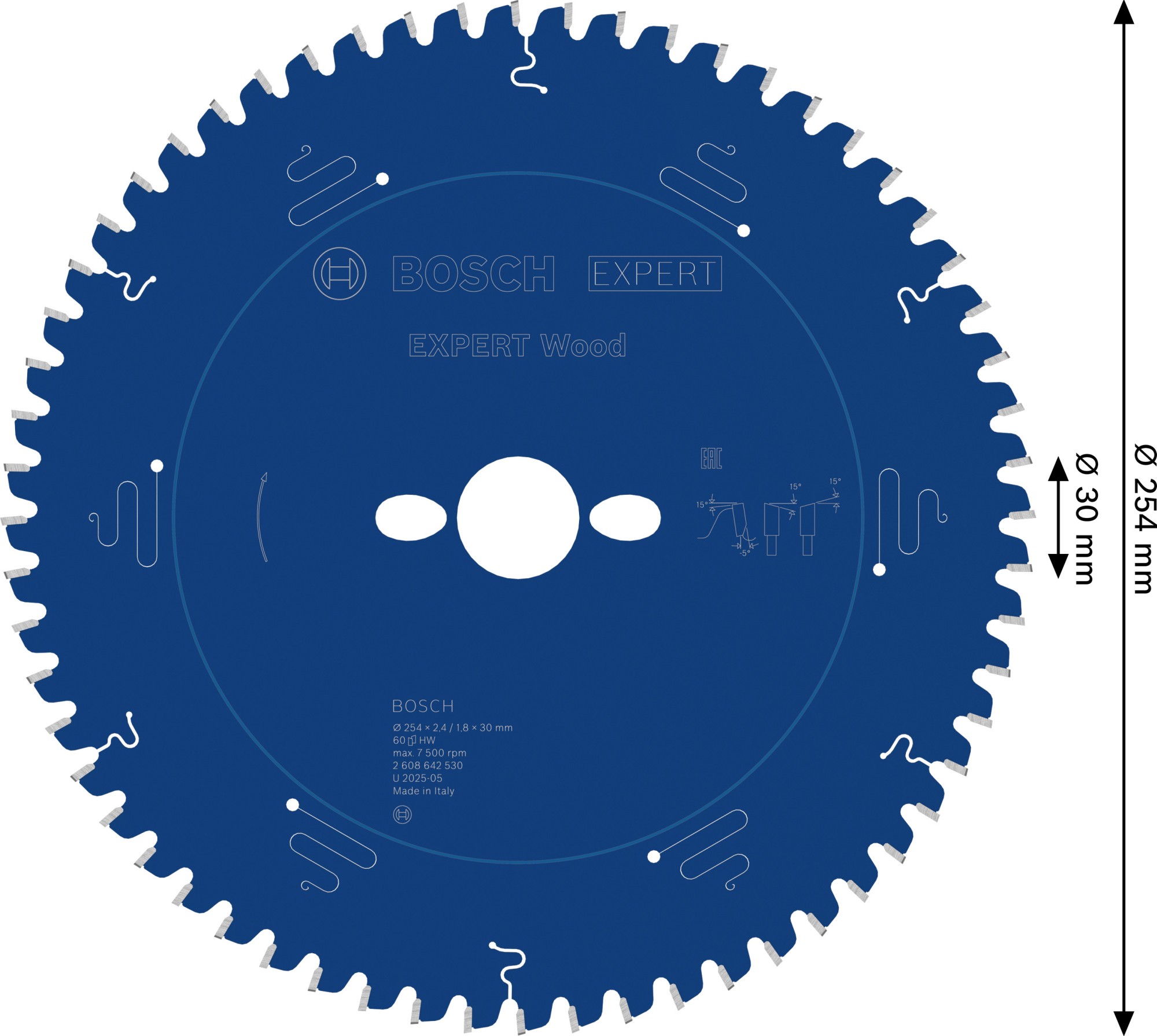 Hoja de sierra circular EXPERT Wood, 254 x 2,4/1,8 x 30 mm, T60