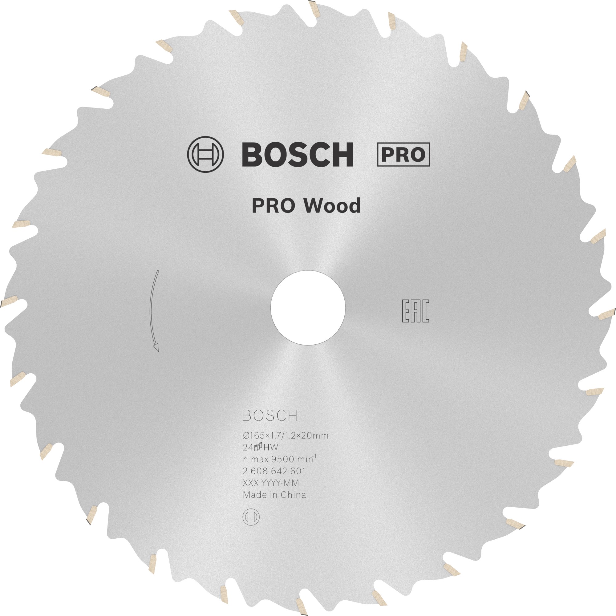 Hoja de sierra circular PRO Wood, 165 x 1,7 x 20 mm, T24