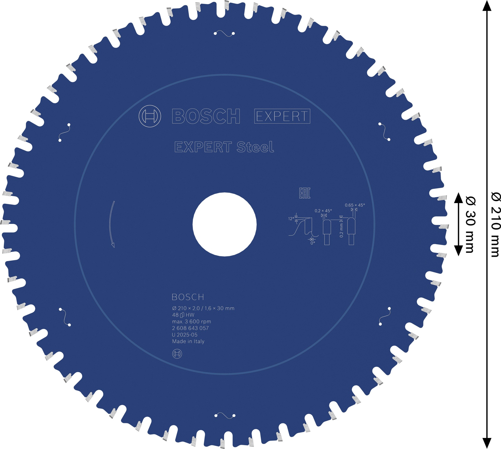 Hoja de sierra circular EXPERT Steel, 210 x 2/1,6 x 30 mm, T48