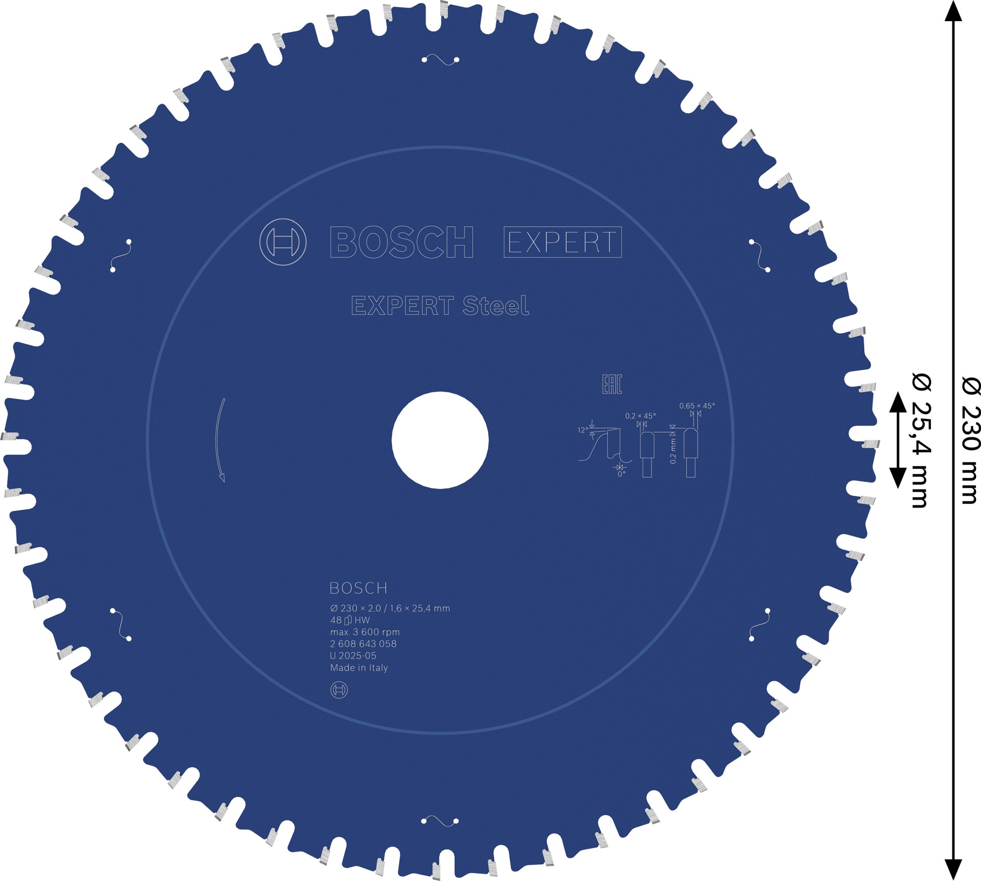 Hoja de sierra circular EXPERT Steel, 230 x 2/1,6 x 25,4 mm, T48