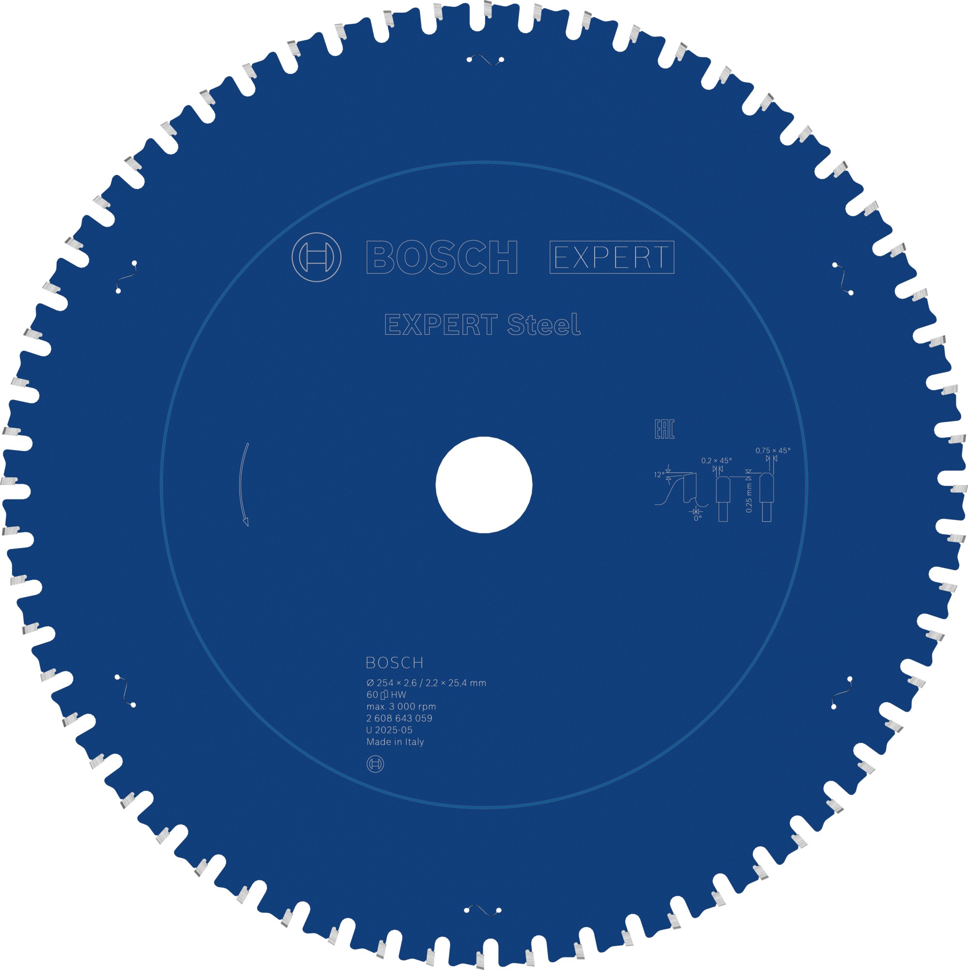 Hoja de sierra circular EXPERT Steel, 254 x 2,6/2,2 x 25,4 mm, T60