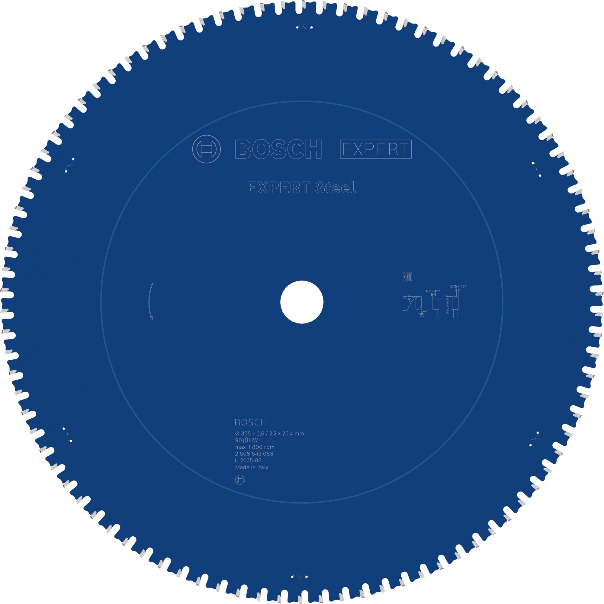 Hoja de sierra circular EXPERT Steel, 355 x 2,6/2,2 x 25,4 mm, T90