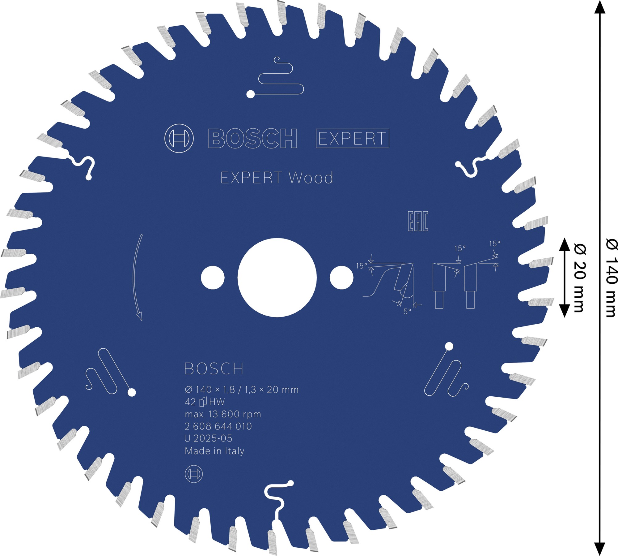 Hoja de sierra circular EXPERT Wood, 140 x 1,8/1,3 x 20 mm, T42