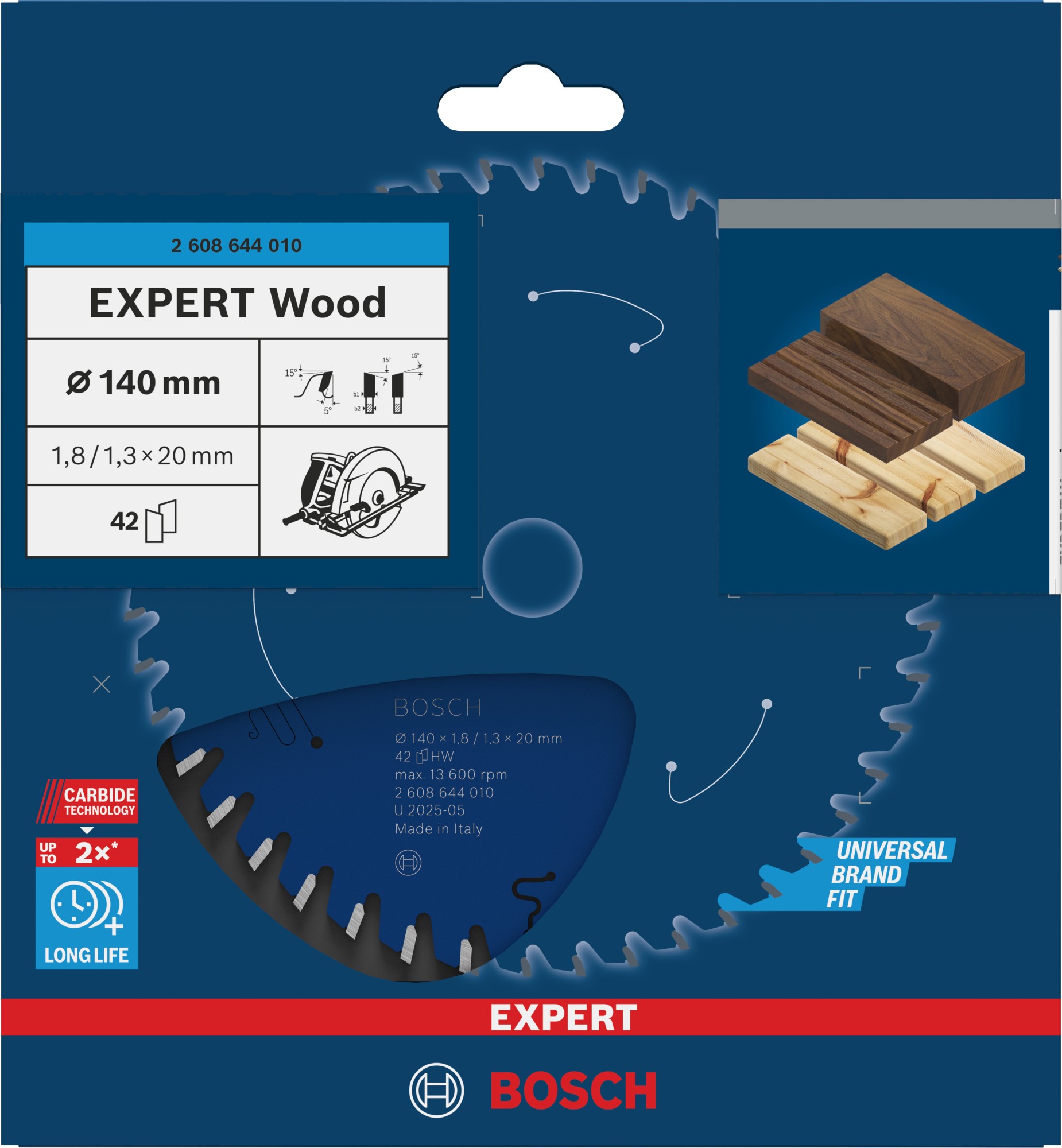 Hoja de sierra circular EXPERT Wood, 140 x 1,8/1,3 x 20 mm, T42