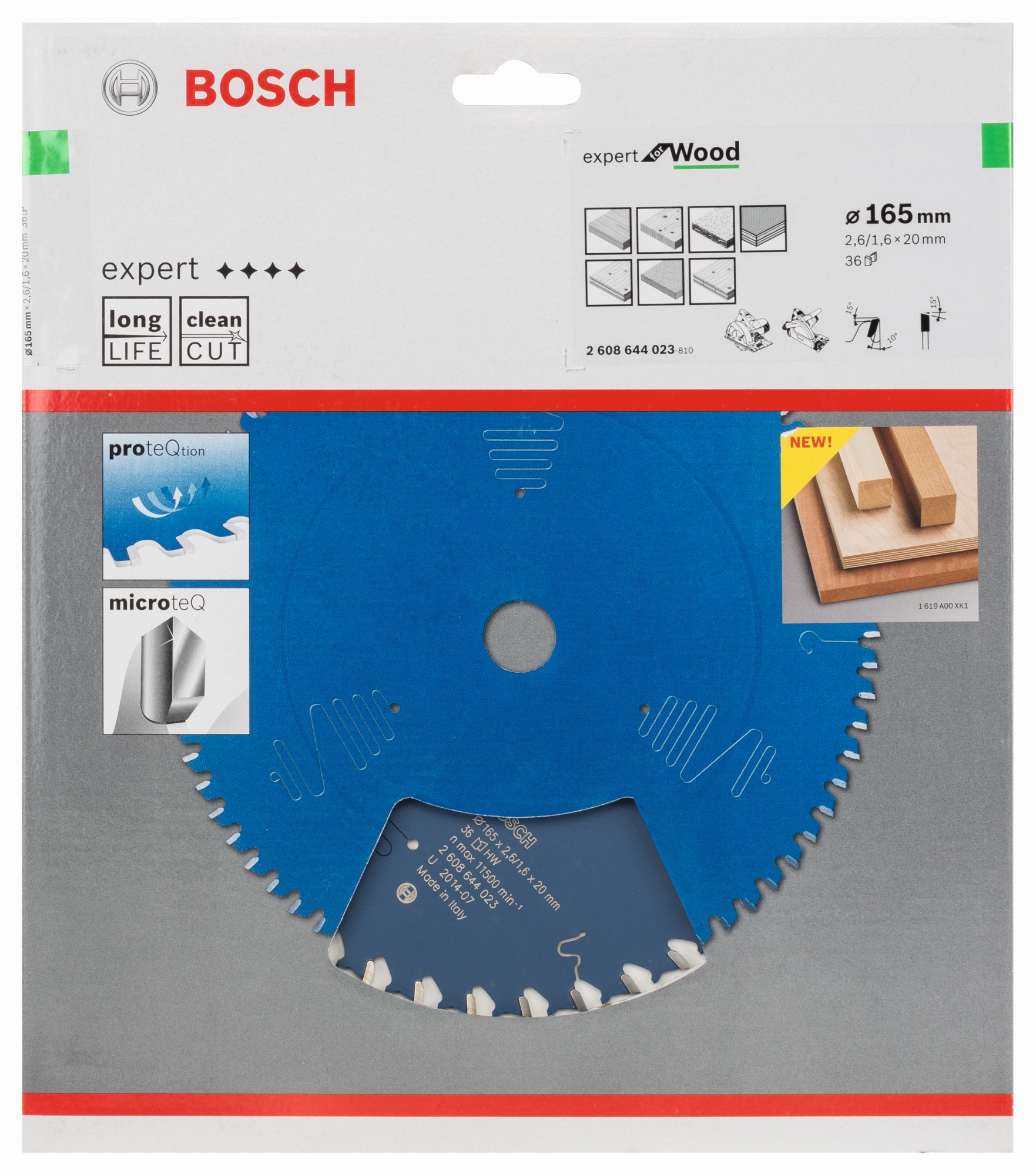 Hoja de sierra circular EXPERT Wood, 165 x 2,6/1,6 x 20 mm, T36