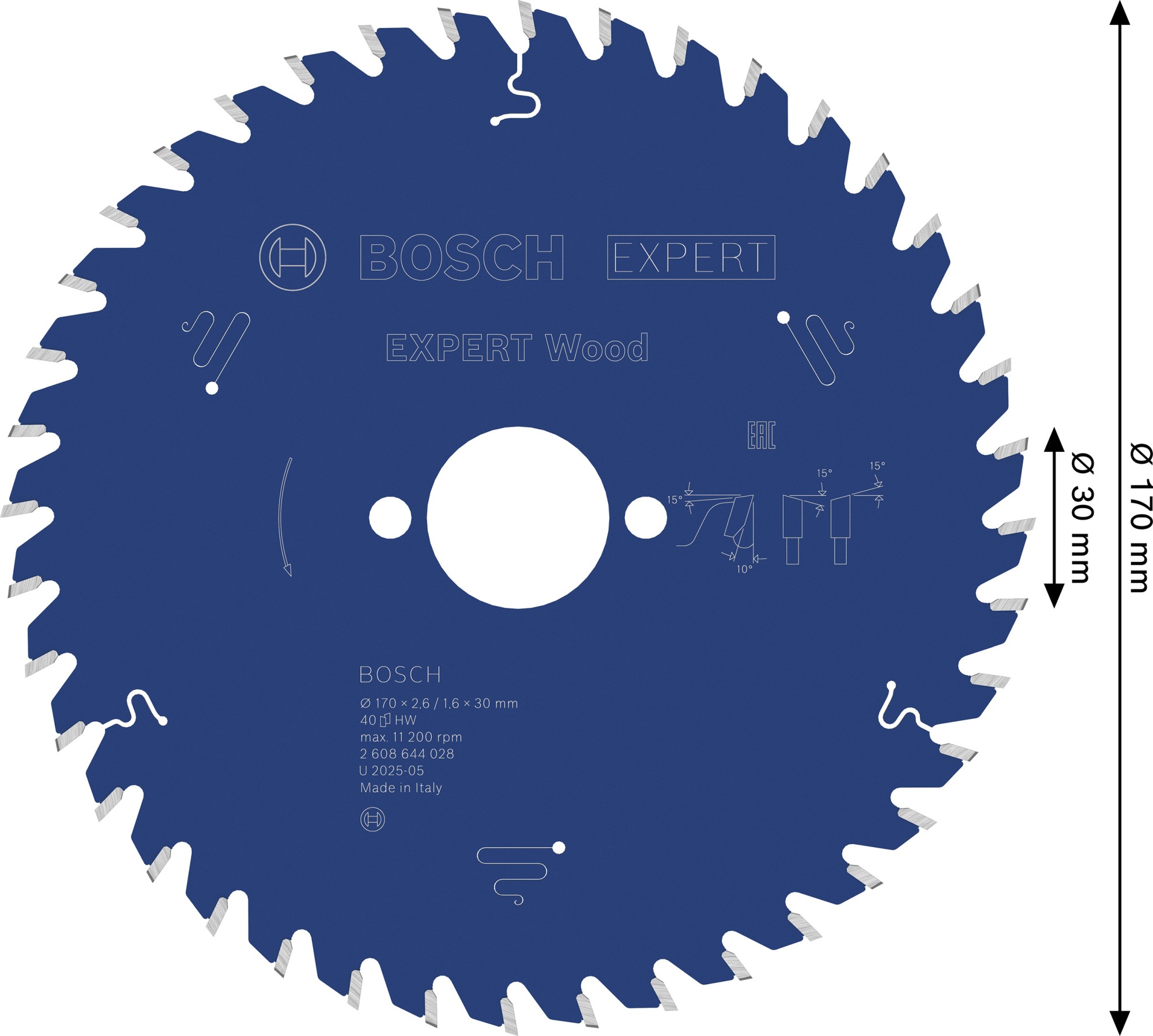 Hoja de sierra circular EXPERT Wood, 170 x 2,6/1,6 x 30 mm, T40