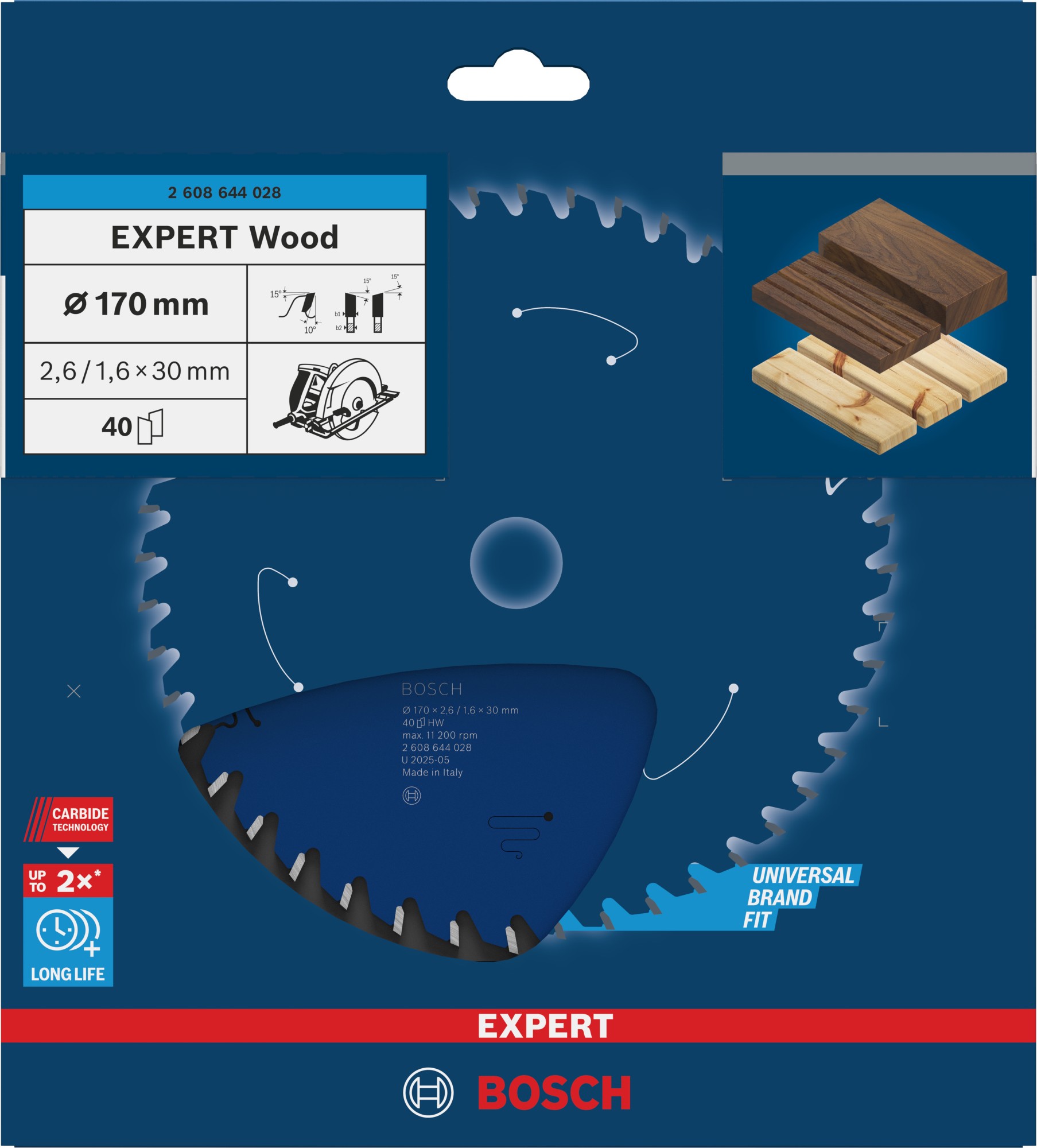 Hoja de sierra circular EXPERT Wood, 170 x 2,6/1,6 x 30 mm, T40