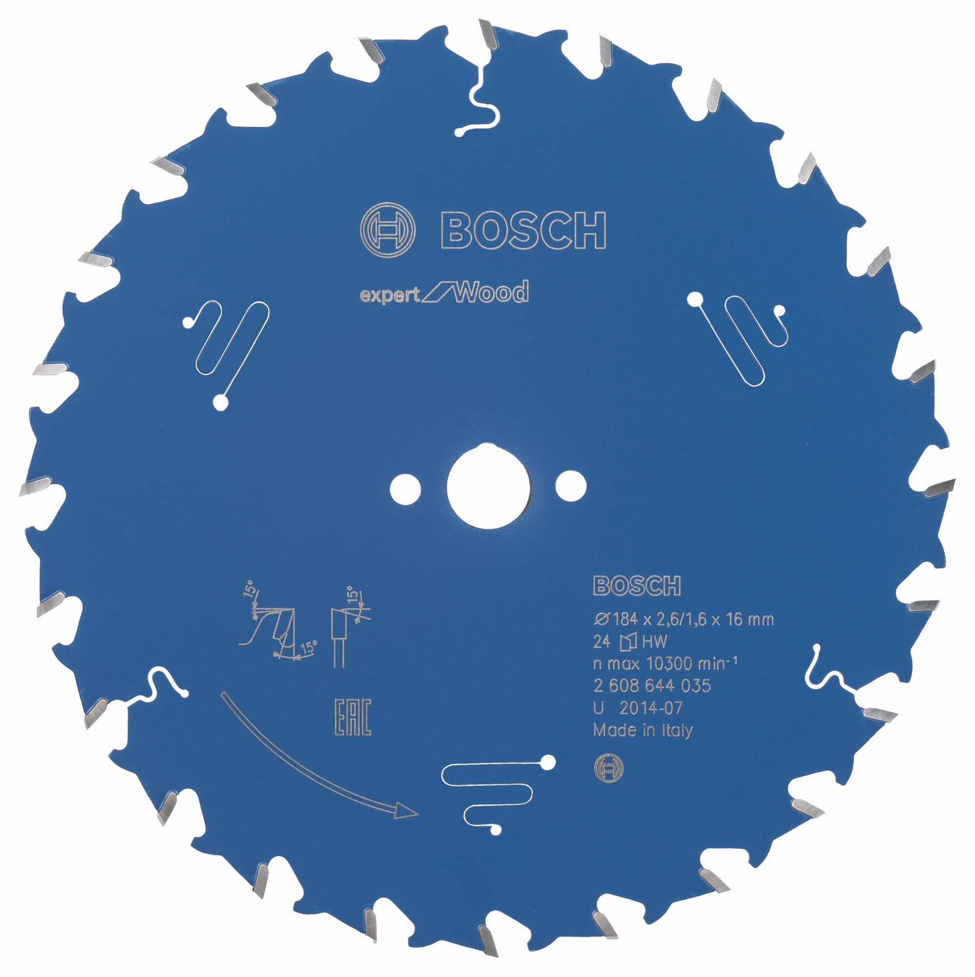 Hoja de sierra circular EXPERT Wood, 184 x 2,6/1,6 x 16 mm, T24