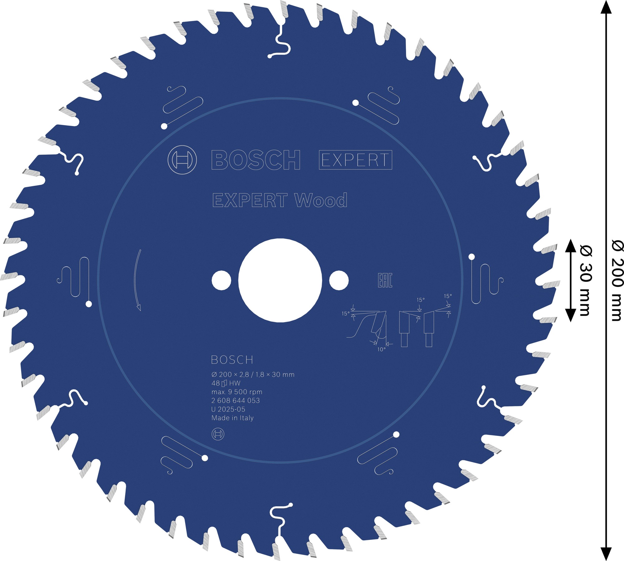 Hoja de sierra circular EXPERT Wood, 200 x 2,8/1,8 x 30 mm, T48