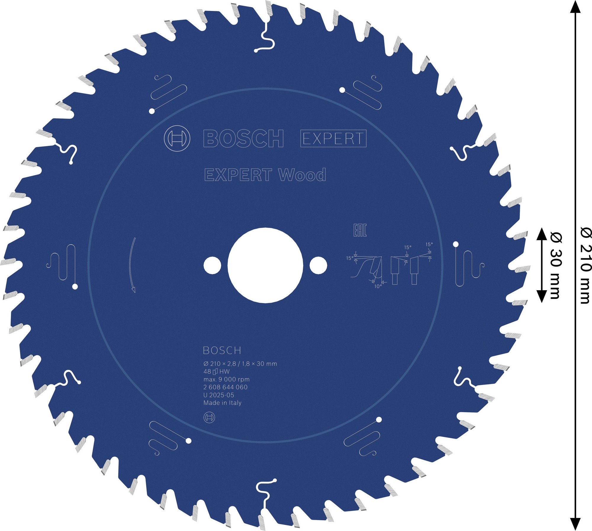 Hoja de sierra circular EXPERT Wood, 210 x 2,8/1,8 x 30 mm, T48