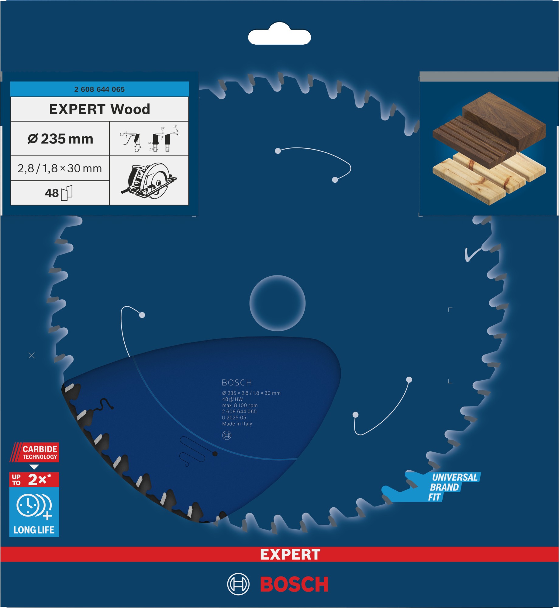 Hoja de sierra circular EXPERT Wood, 235 x 2,8/1,8 x 30 mm, T48