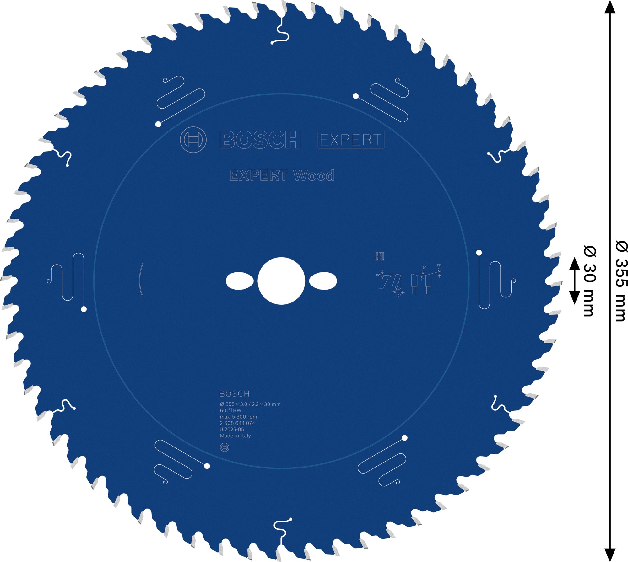 Hoja de sierra circular EXPERT Wood, 355 x 3/2,2 x 30 mm, T60