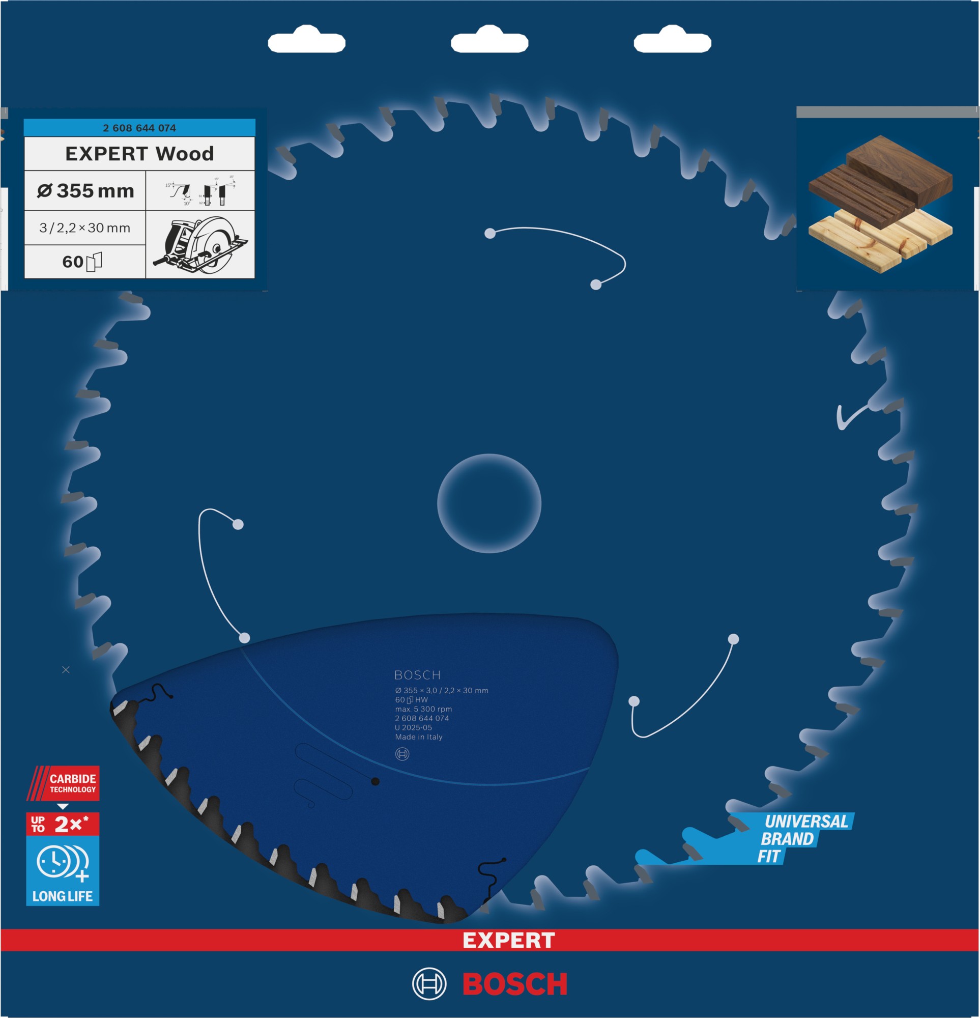 Hoja de sierra circular EXPERT Wood, 355 x 3/2,2 x 30 mm, T60