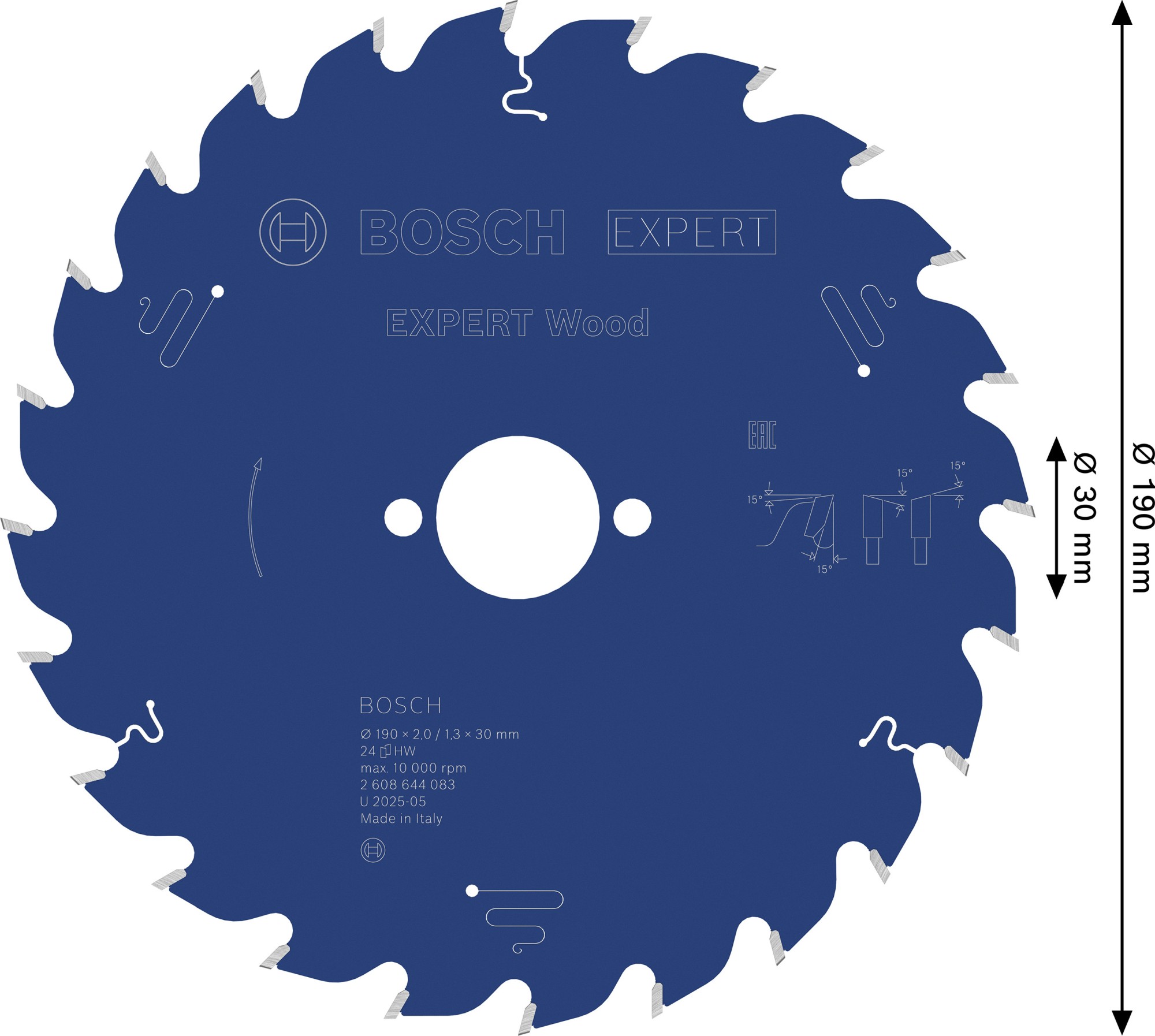 Hoja de sierra circular EXPERT Wood, 190 x 2/1,3 x 30 mm, T24