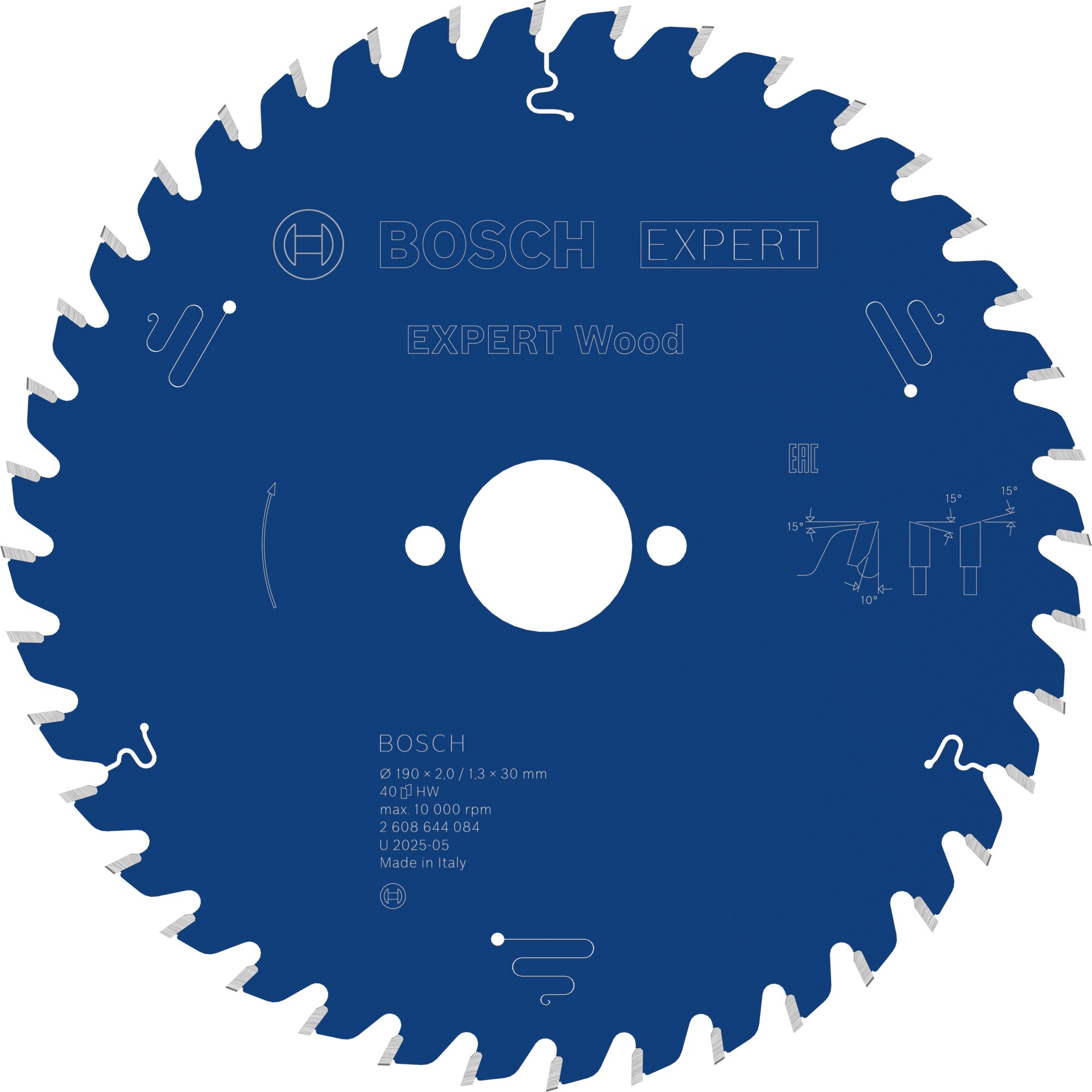 Hoja de sierra circular EXPERT Wood, 190 x 2/1,3 x 30 mm, T40