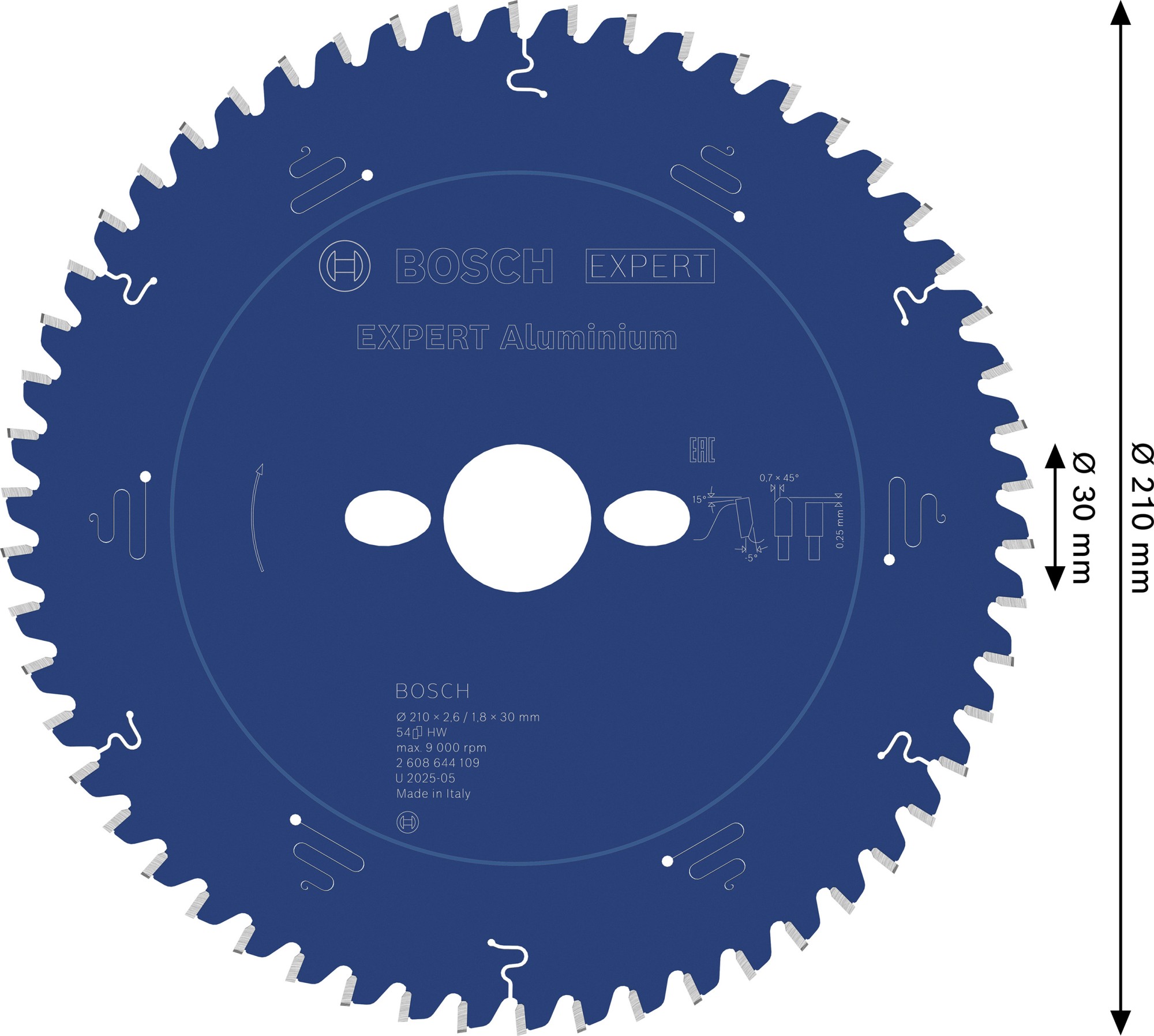 Hoja de sierra circular EXPERT Aluminium, 210 x 2,6/1,8 x 30 mm, T54
