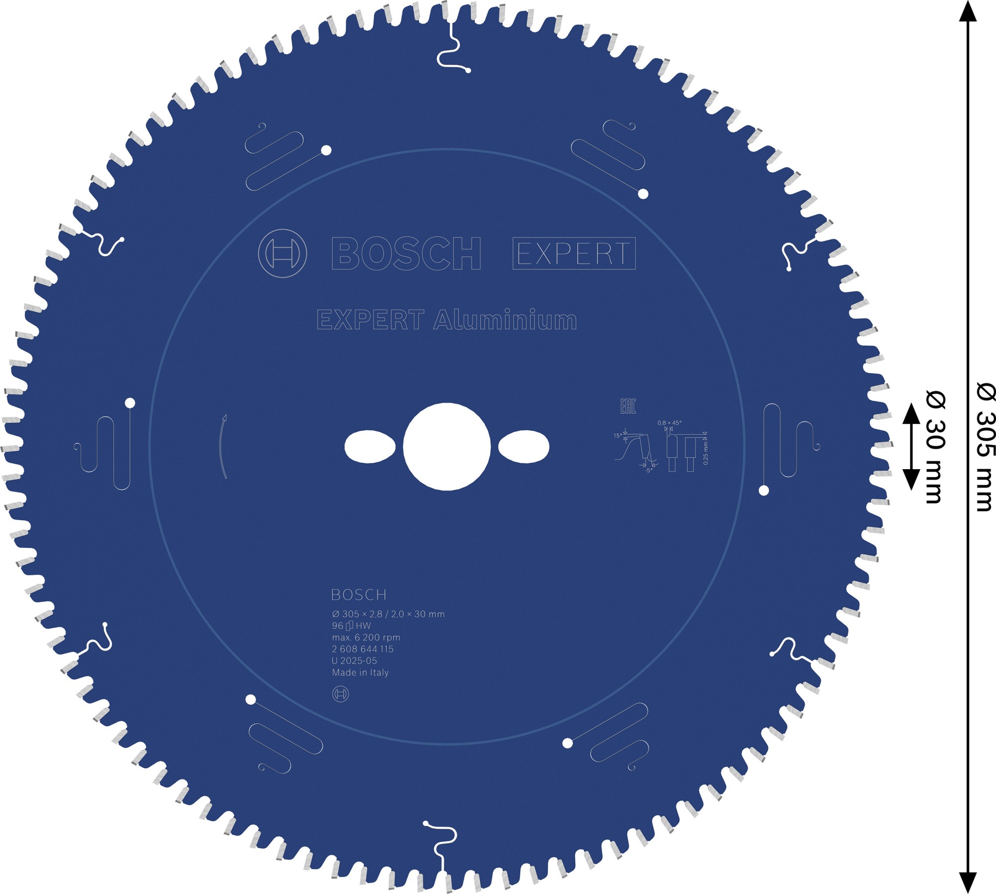 Hoja de sierra circular EXPERT Aluminium, 305 x 2,8/2 x 30 mm, T96