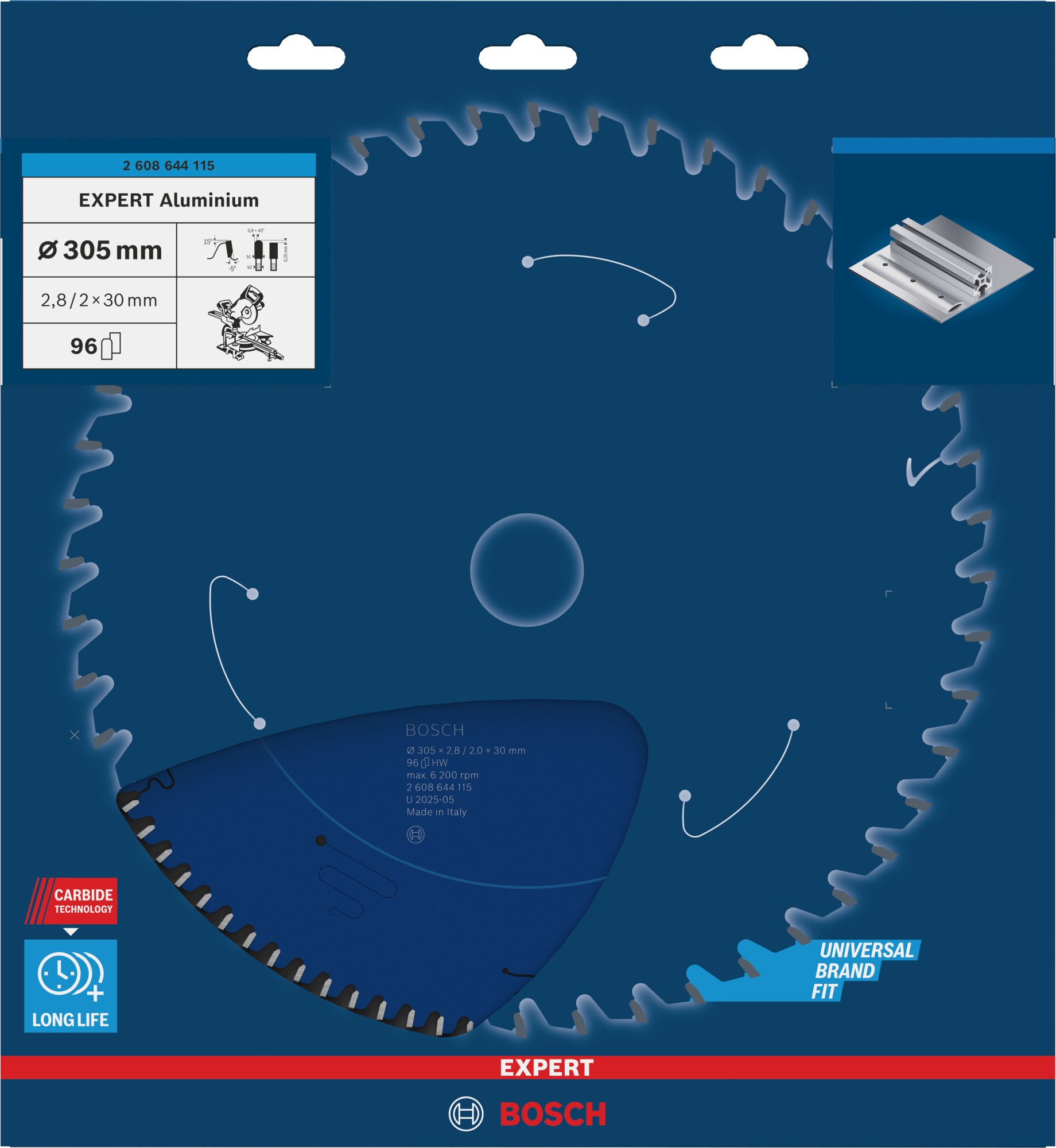 Hoja de sierra circular EXPERT Aluminium, 305 x 2,8/2 x 30 mm, T96