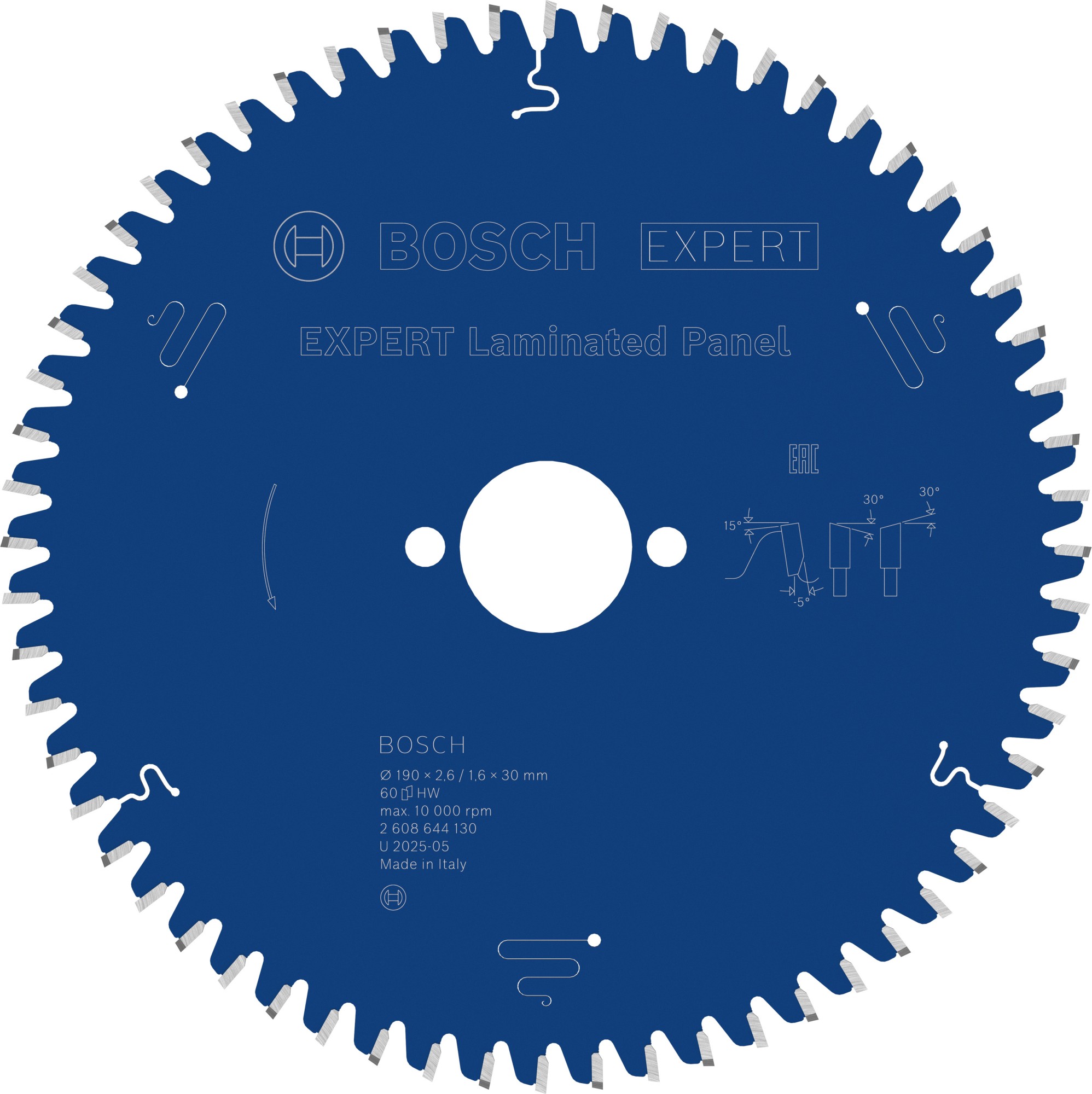 Hoja de sierra circular EXPERT Laminated Panel, 190 x 2,6/1,6 x 30 mm, T60