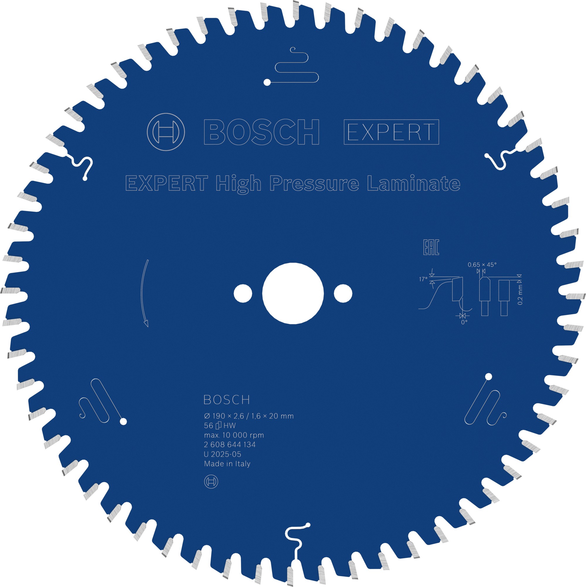 Hoja de sierra circular EXPERT High Pressure Laminate, 190 x 2,6/1,6 x 20 mm, T56