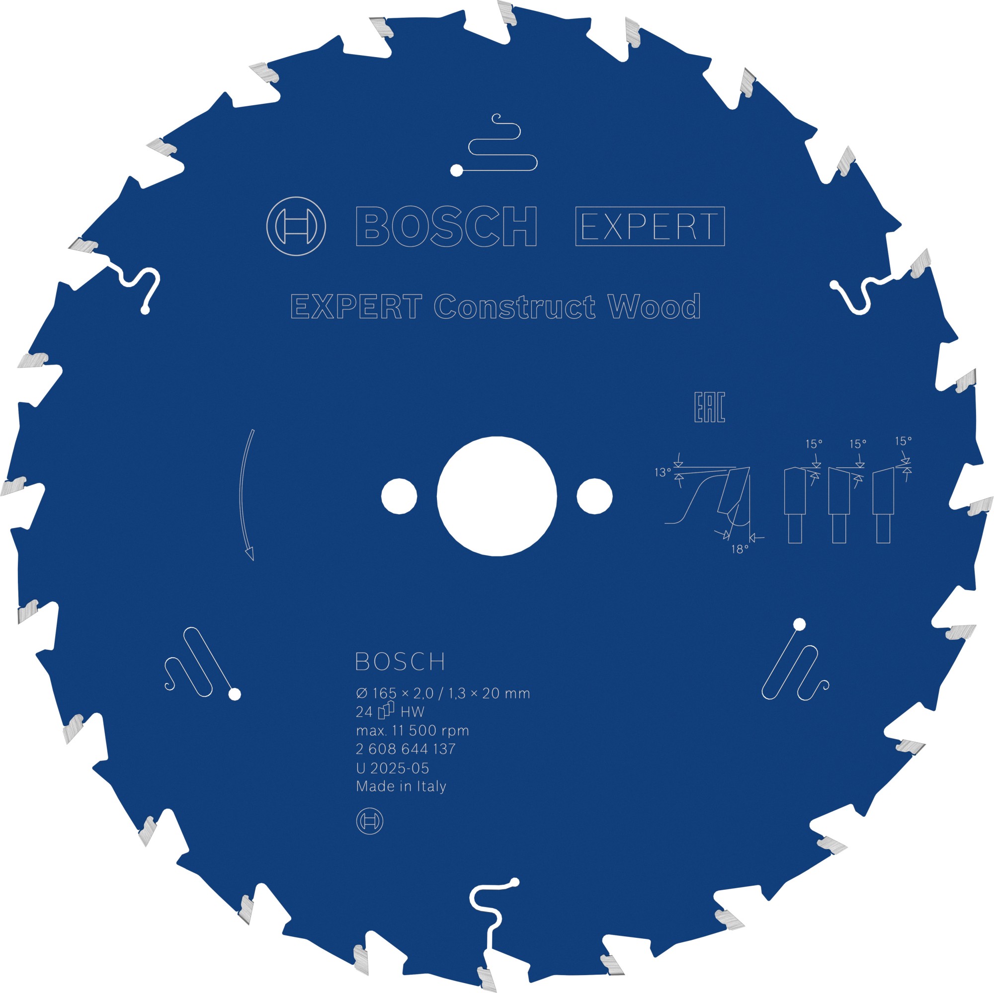 Hoja de sierra circular EXPERT Construct Wood, 165 x 2/1,3 x 20 mm, T24