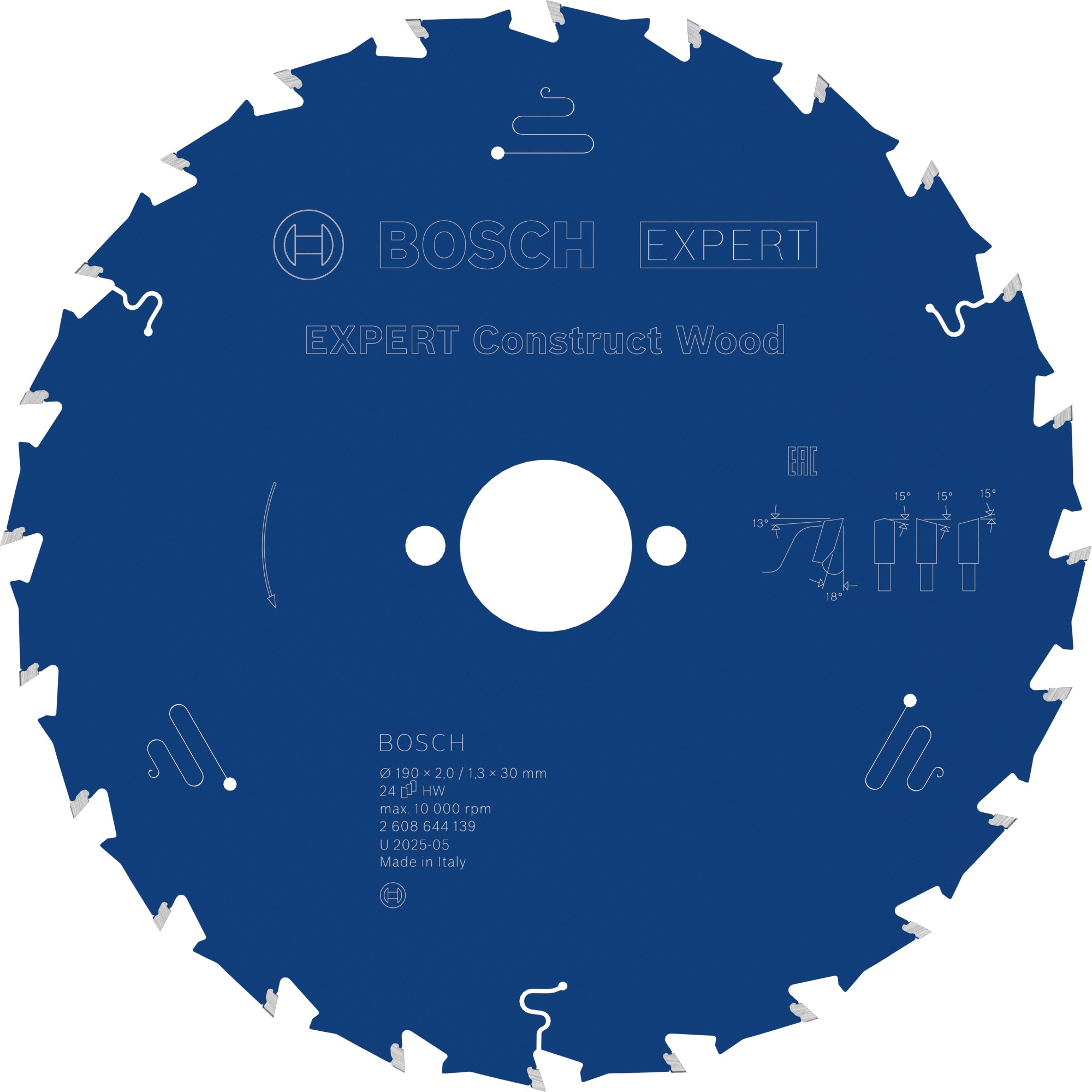 Hoja de sierra circular EXPERT Construct Wood, 190 x 2/1,3 x 30 mm, T24