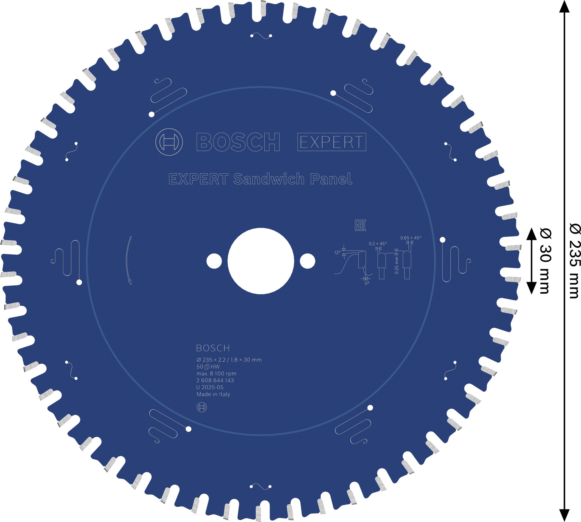 Hoja de sierra circular EXPERT Sandwich Panel, 235 x 2,2/1,8 x 30 mm, T50