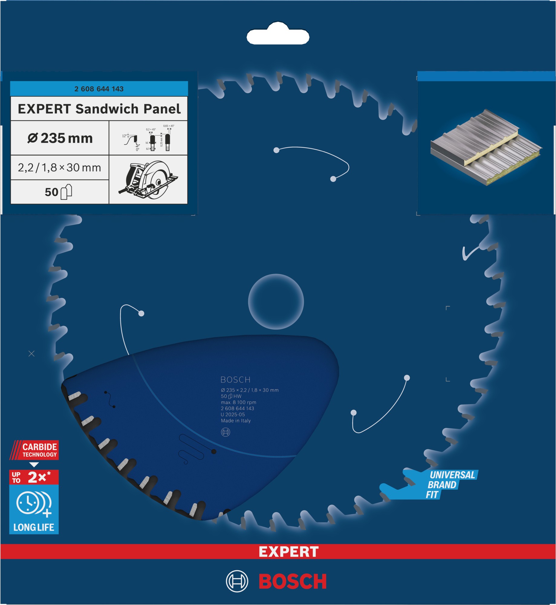 Hoja de sierra circular EXPERT Sandwich Panel, 235 x 2,2/1,8 x 30 mm, T50
