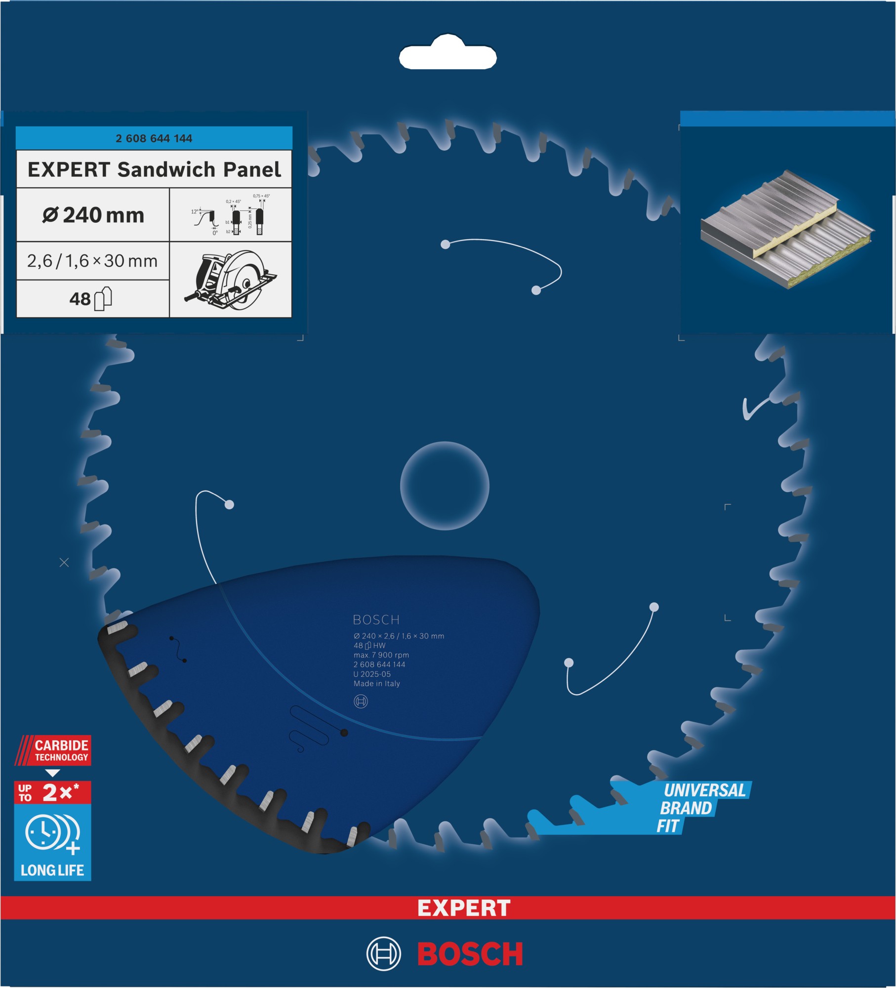 Hoja de sierra circular EXPERT Sandwich Panel, 240 x 2,6/1,6 x 30 mm, T48