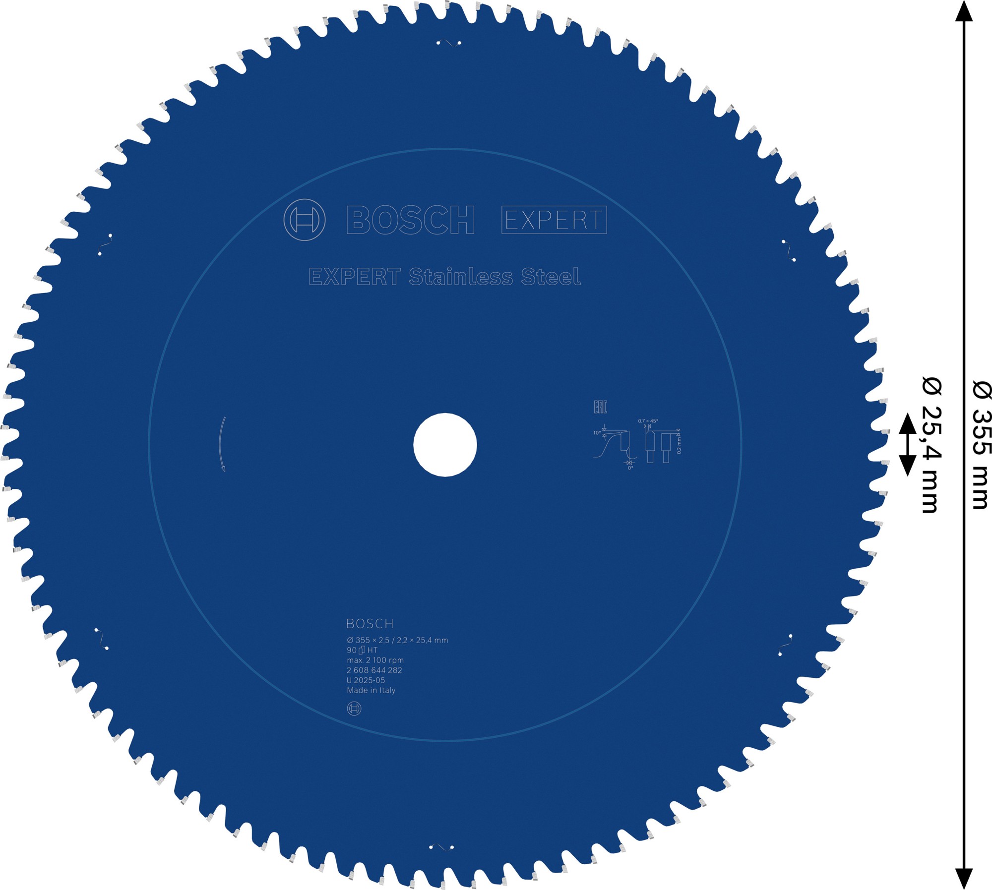 Hoja de sierra circular EXPERT Stainless Steel, 355 x 2,5/2,2 x 25,4 mm, T90