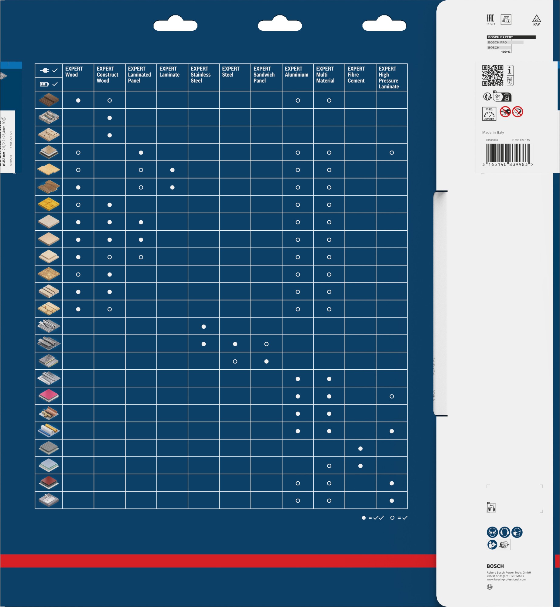 Hoja de sierra circular EXPERT Stainless Steel, 355 x 2,5/2,2 x 25,4 mm, T90