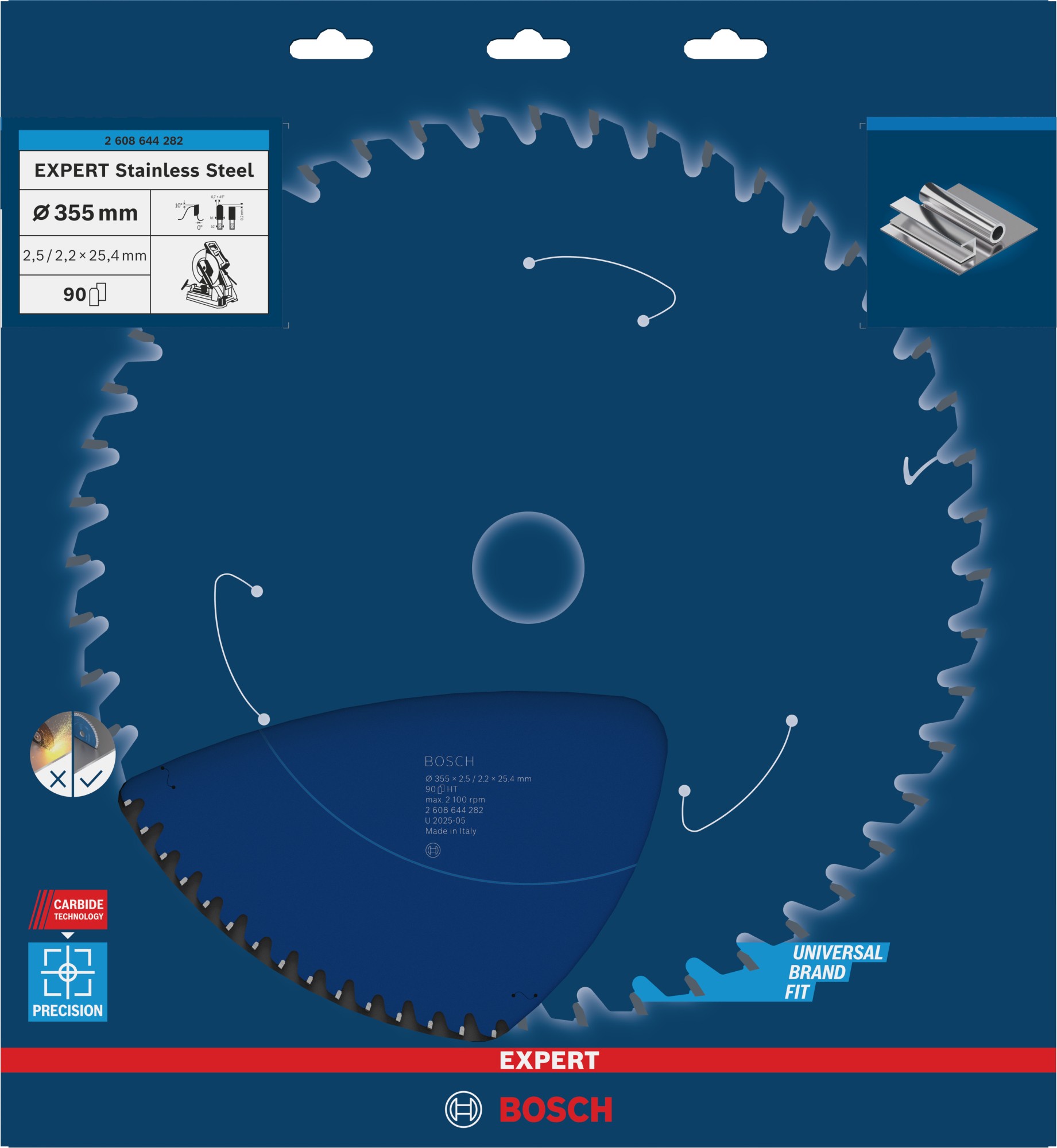 Hoja de sierra circular EXPERT Stainless Steel, 355 x 2,5/2,2 x 25,4 mm, T90