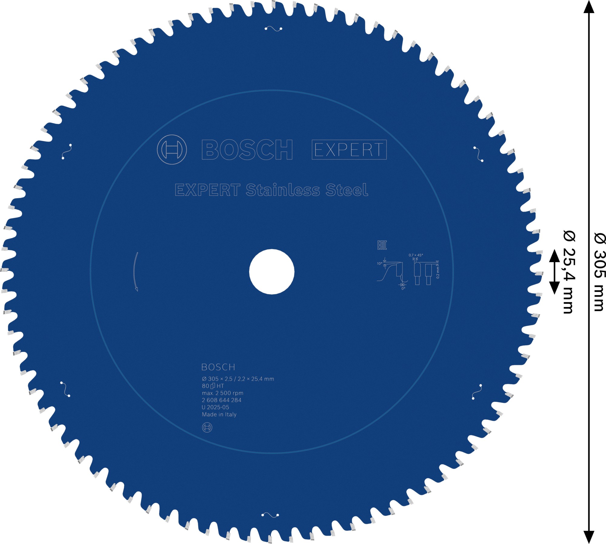 Hoja de sierra circular EXPERT Stainless Steel, 305 x 2,5/2,2 x 25,4 mm, T80