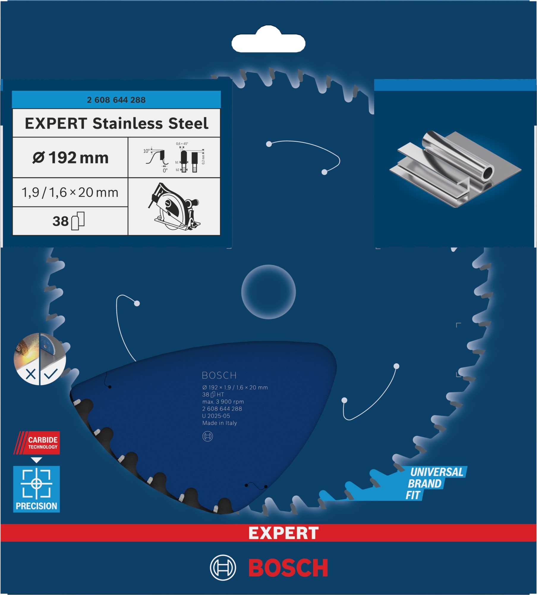 Hoja de sierra circular EXPERT Stainless Steel, 192 x 1,9/1,6 x 20 mm, T38