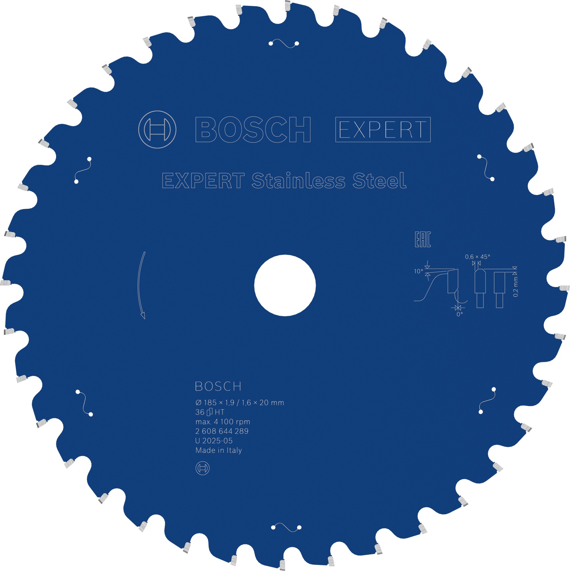Hoja de sierra circular EXPERT Stainless Steel, 185 x 1,9/1,6 x 20 mm, T36