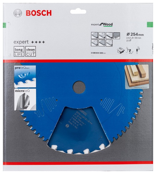 Hoja de sierra circular EXPERT Wood, 254 x 2,6/1,8 x 30 mm, T22