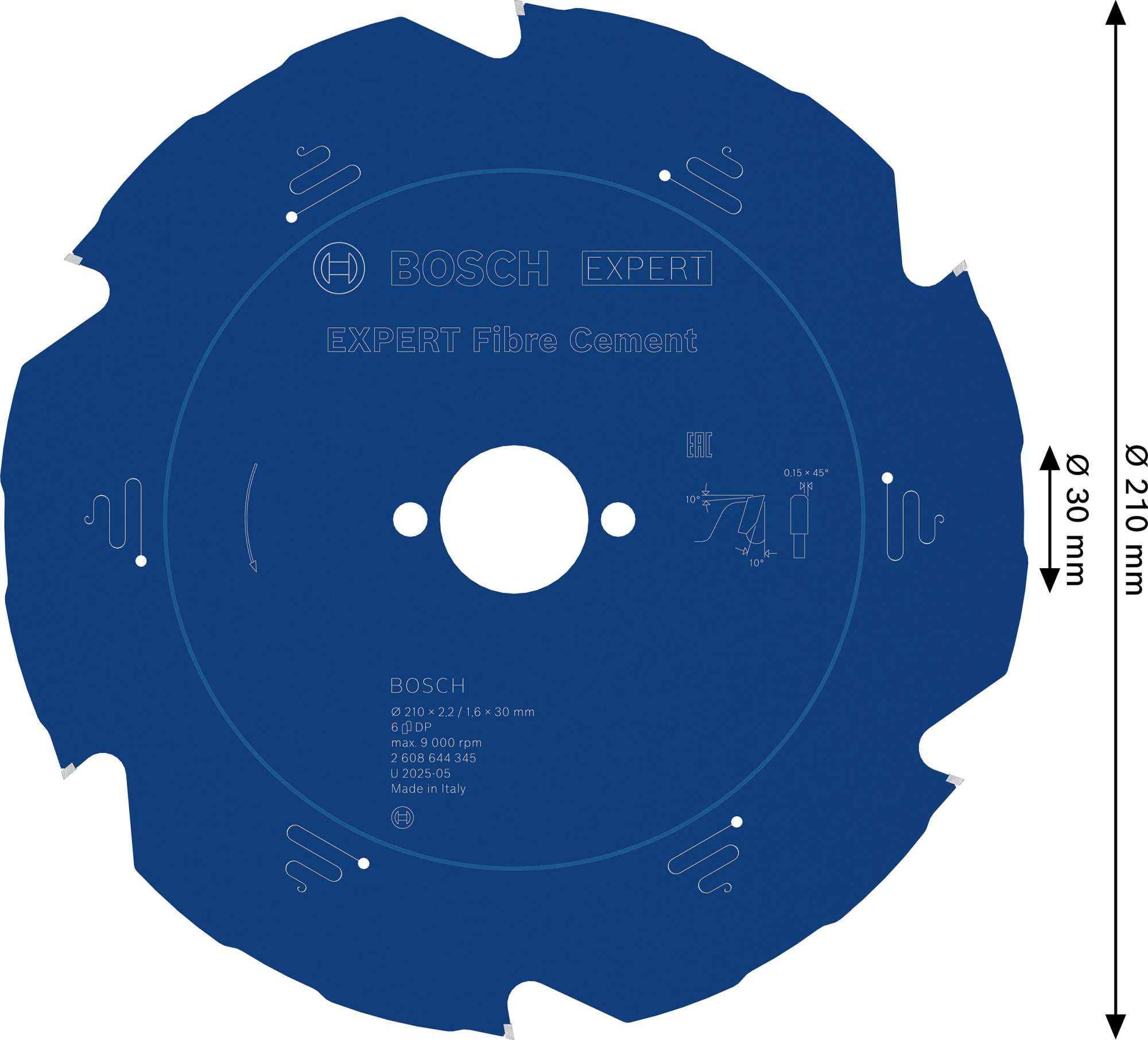 Hoja de sierra circular EXPERT Fibre Cement, 210 x 2,2/1,6 x 30 mm, T6