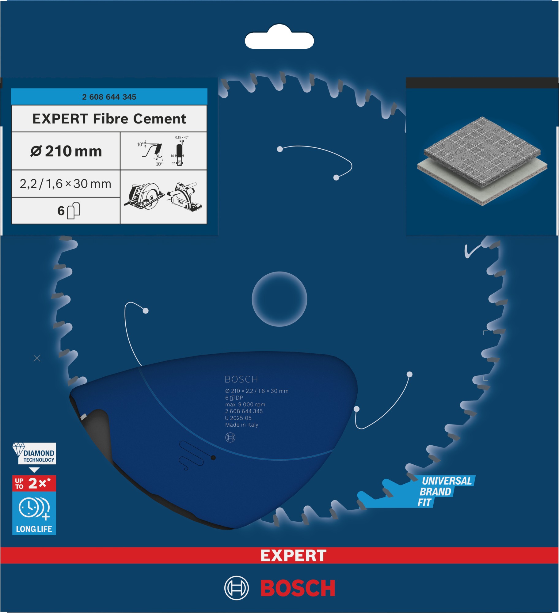 Hoja de sierra circular EXPERT Fibre Cement, 210 x 2,2/1,6 x 30 mm, T6