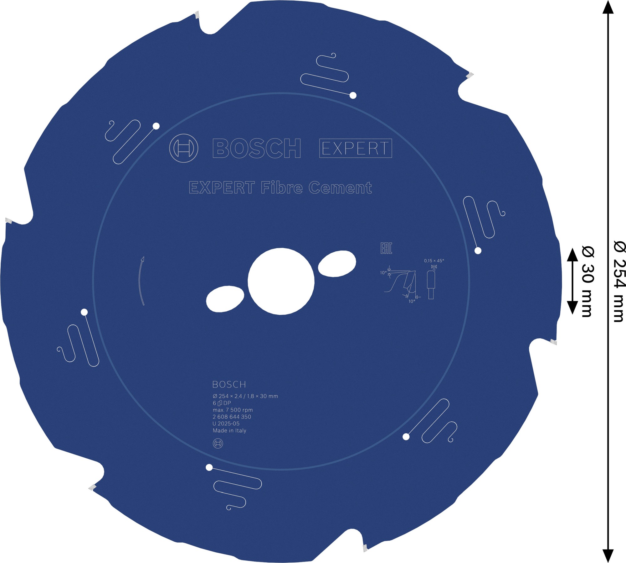 Hoja de sierra circular EXPERT Fibre Cement, 254 x 2,4/1,8 x 30 mm, T6