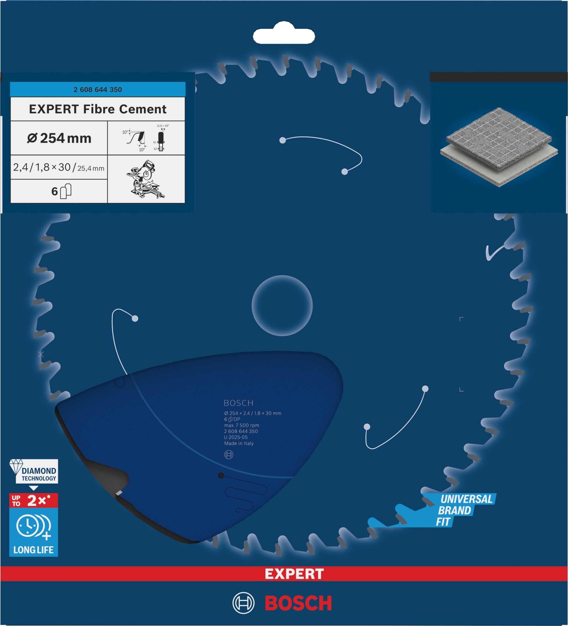 Hoja de sierra circular EXPERT Fibre Cement, 254 x 2,4/1,8 x 30 mm, T6
