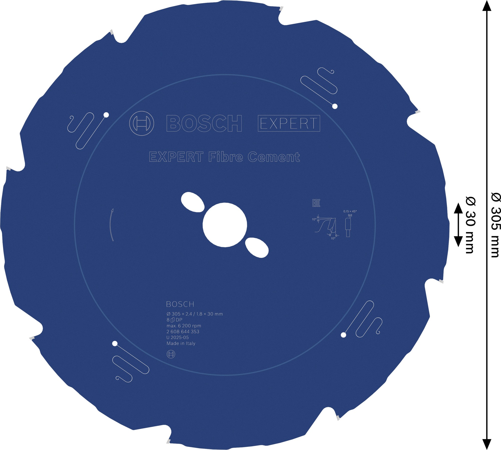 Hoja de sierra circular EXPERT Fibre Cement, 305 x 2,4/1,8 x 30 mm, T8