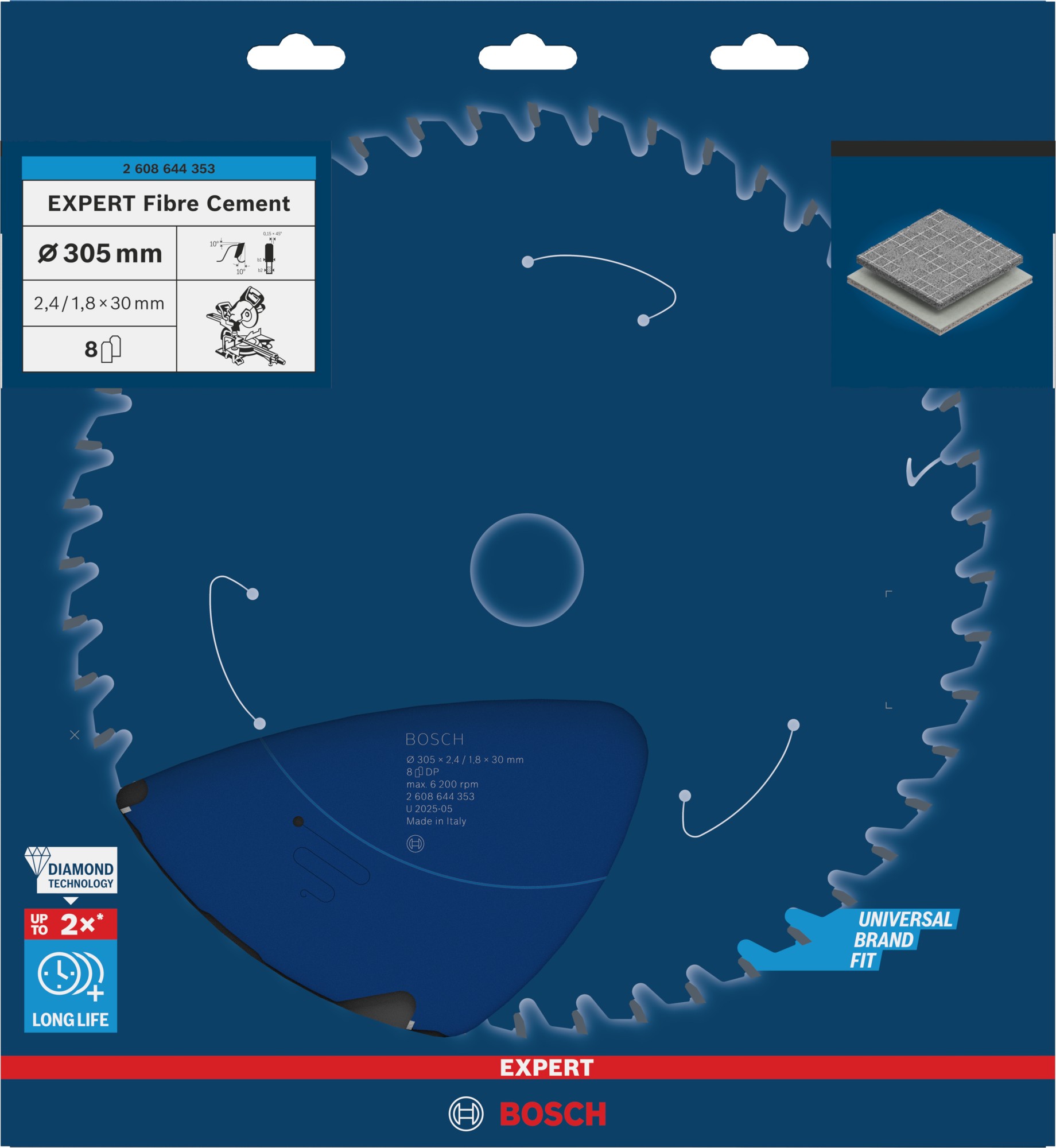 Hoja de sierra circular EXPERT Fibre Cement, 305 x 2,4/1,8 x 30 mm, T8