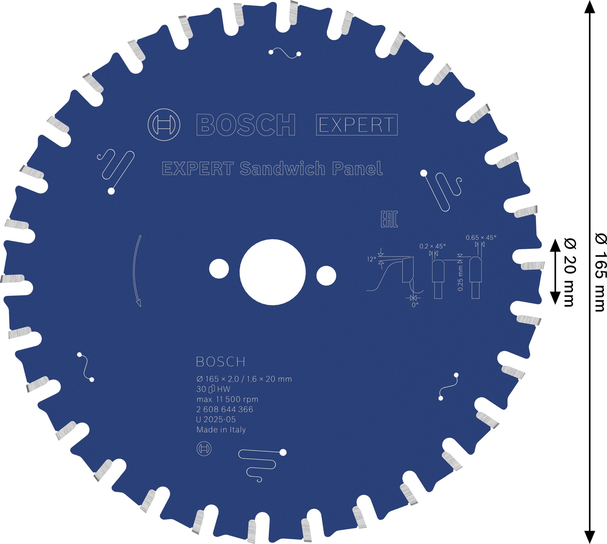 Hoja de sierra circular EXPERT Sandwich Panel, 165 x 2/1,6 x 20 mm, T30