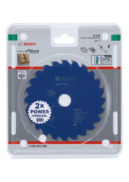 Disco de sierra circular Expert for Wood para sierras sin cables 136 x 1,5/1 x 20 T24